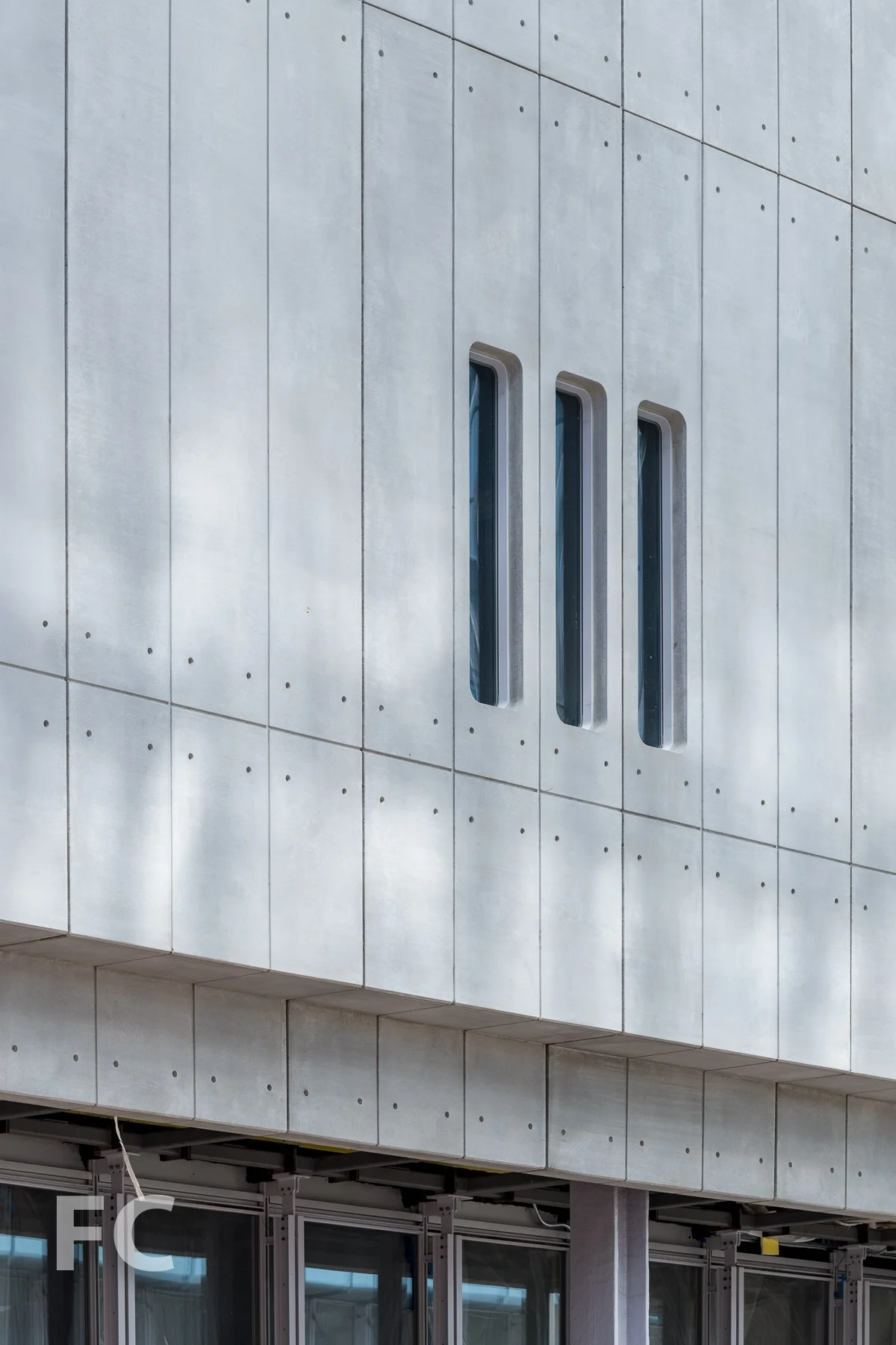 Precast concrete facade close-up.