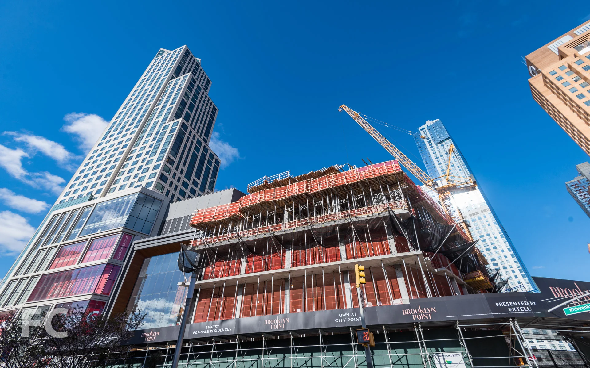 Looking up at the northeast corner.