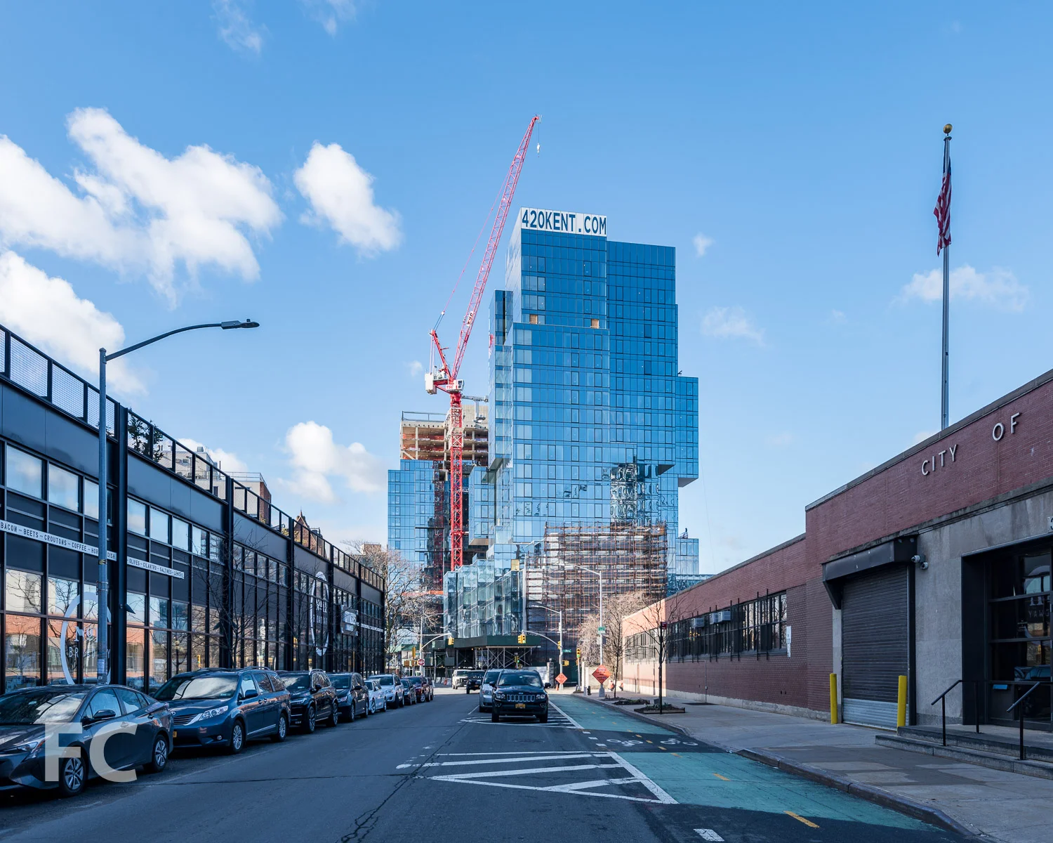 Looking south along Kent Avenue.
