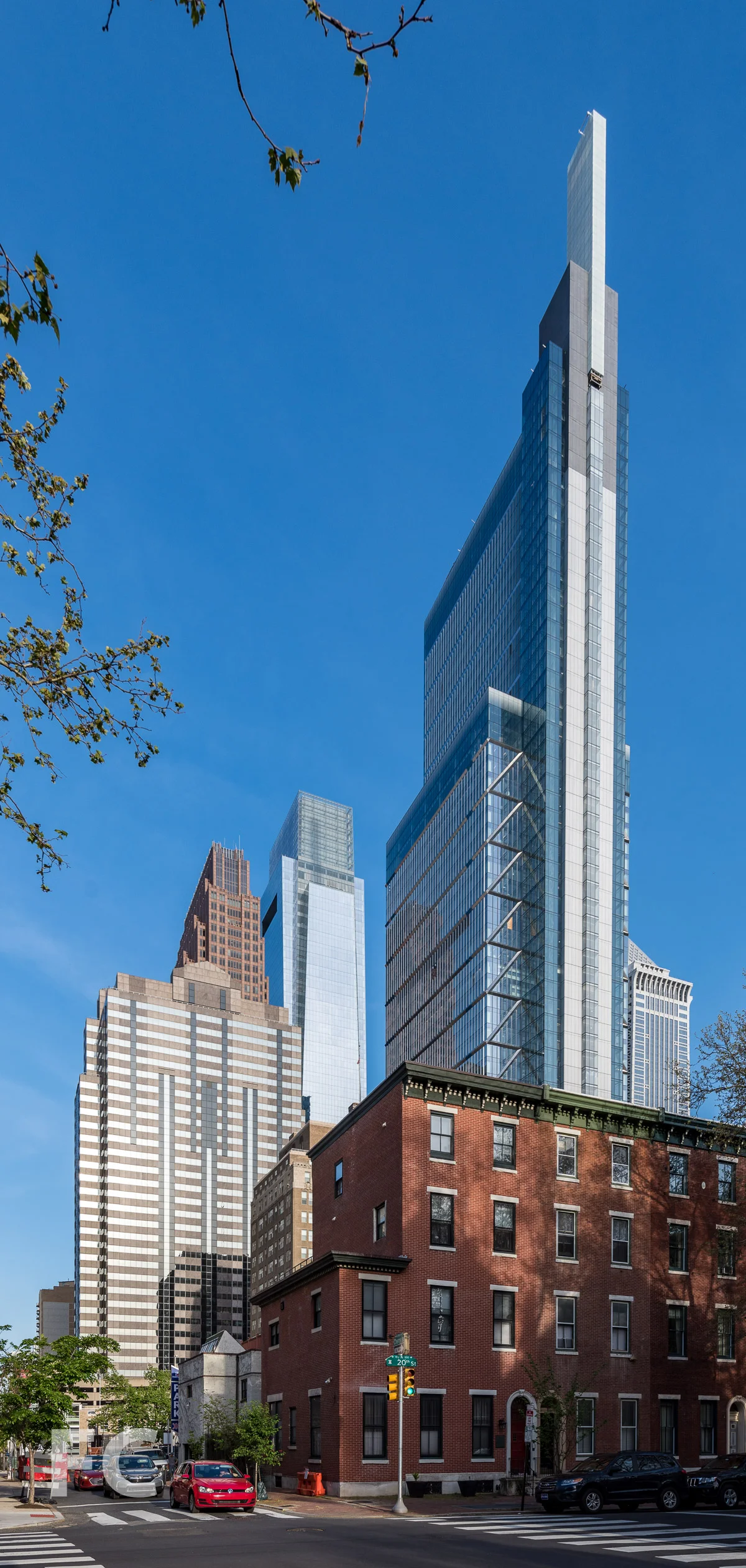 Northwest corner of the tower from North 20th Street and Cherry Street.