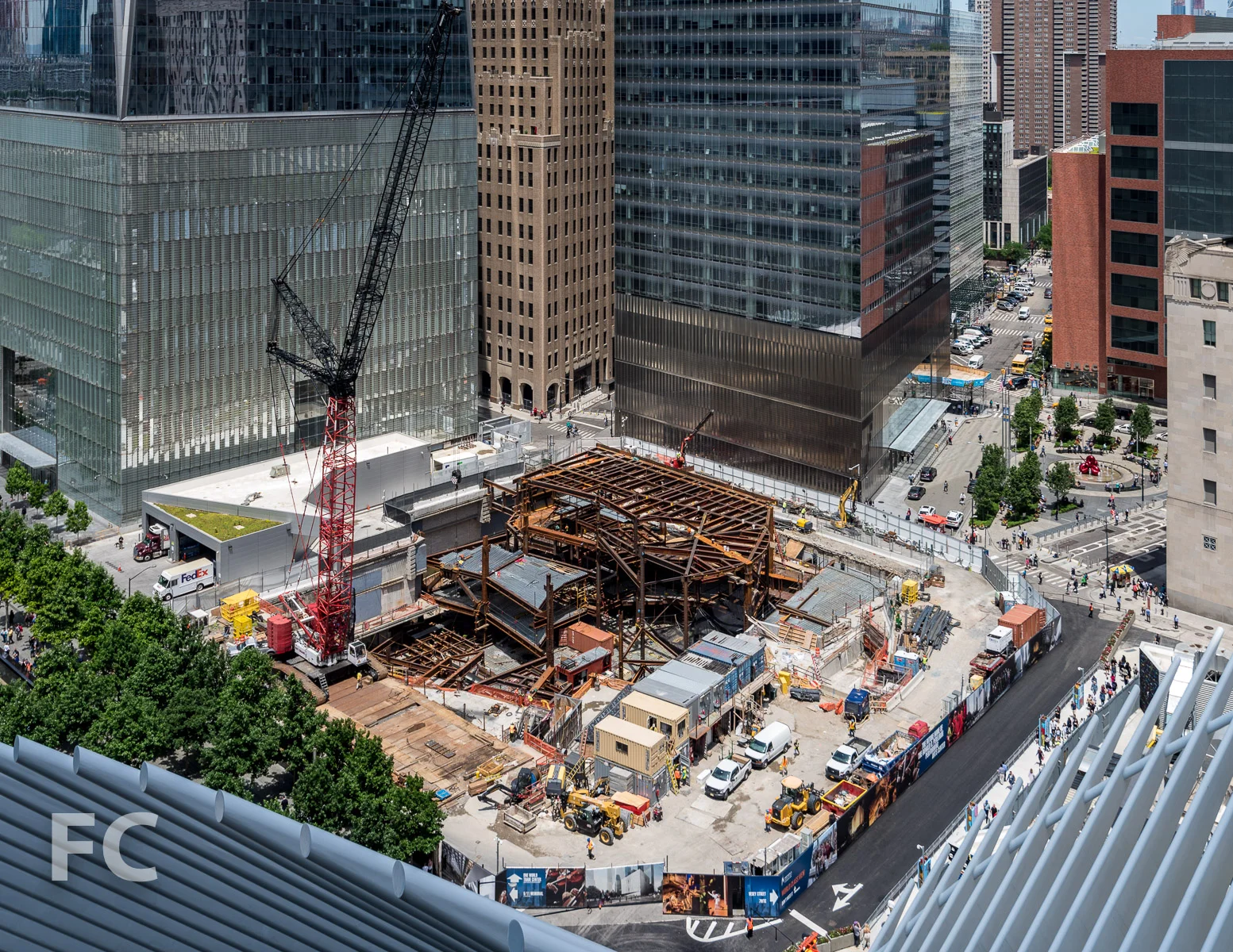 Looking down on the Ronald O. Perelman Performing Arts Center under construction.