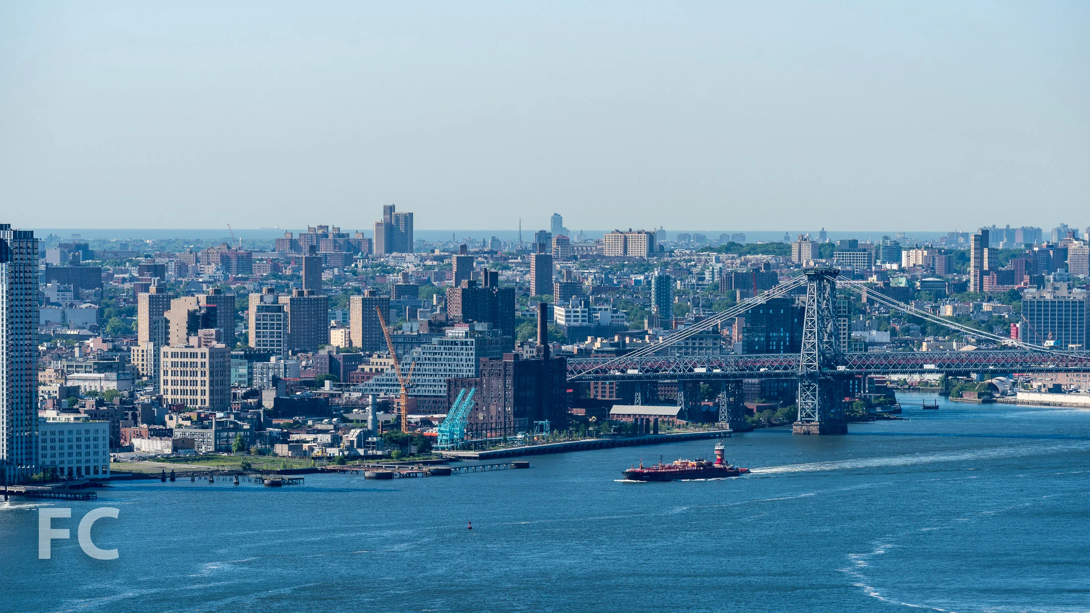 View southeast towards the Brooklyn waterfront from the top floor.