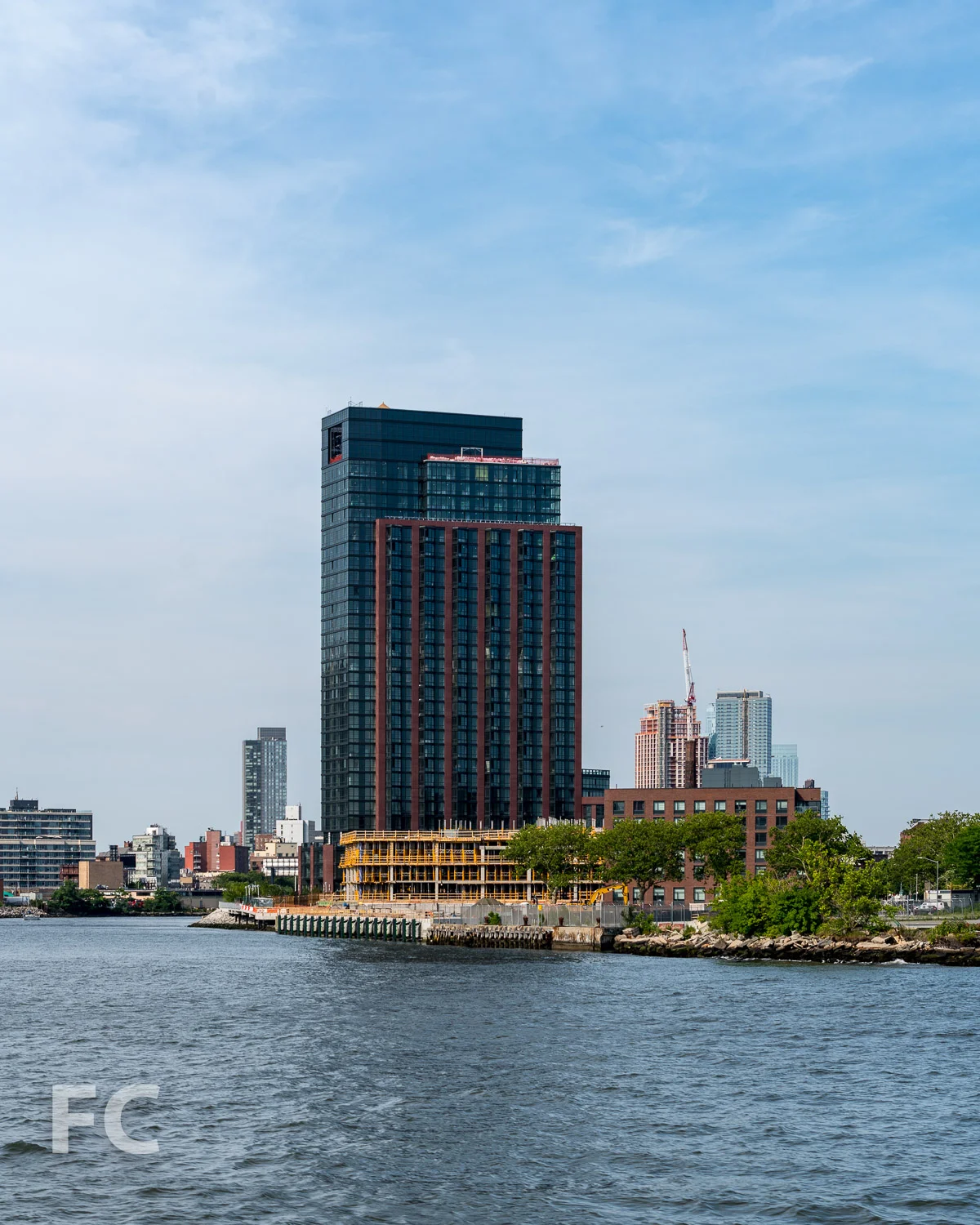Northwest corner of 37 Blue Slip (background) and 41 Blue Slip (foreground) from the East River.
