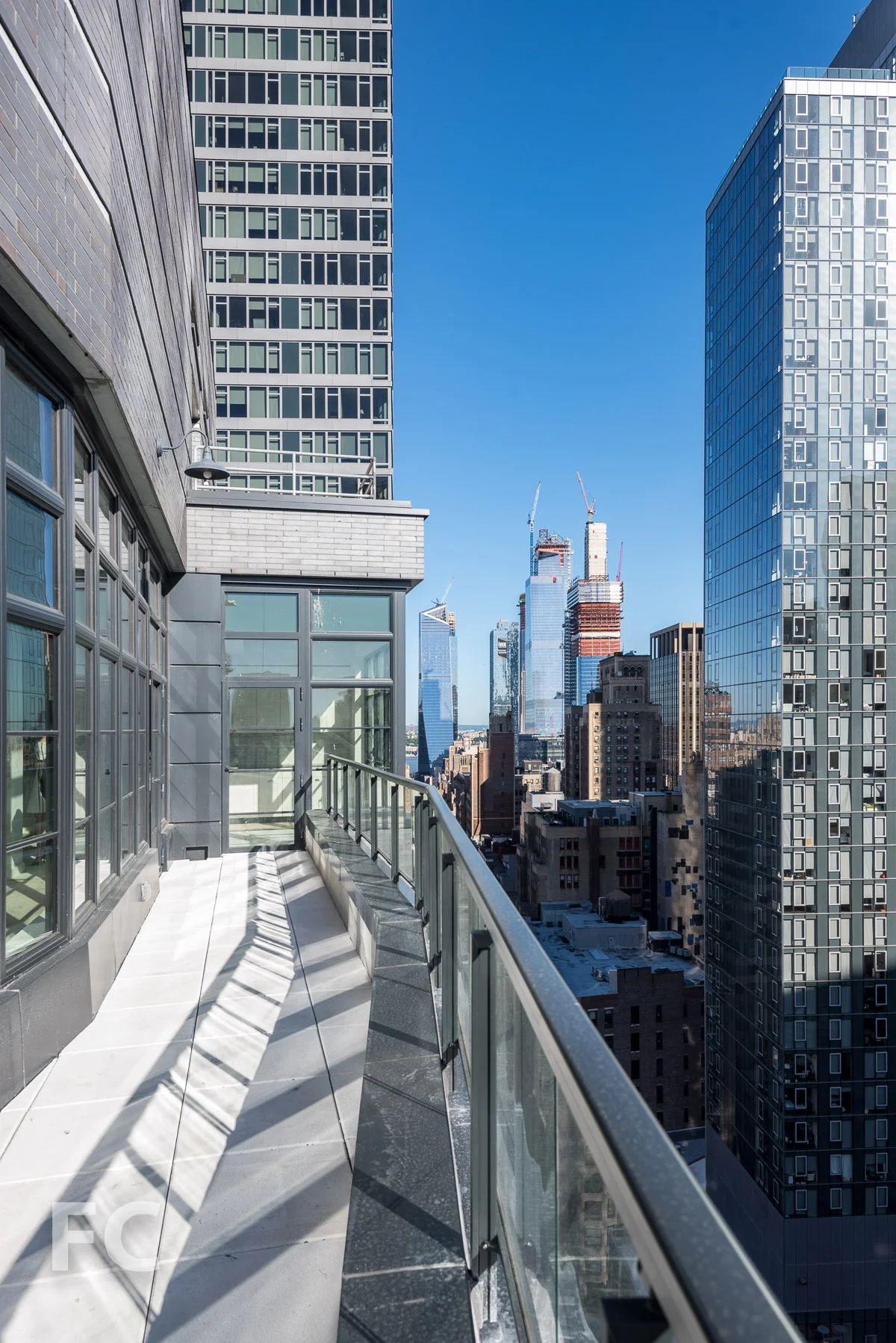 View west towards Hudson Yards from a private terrace.