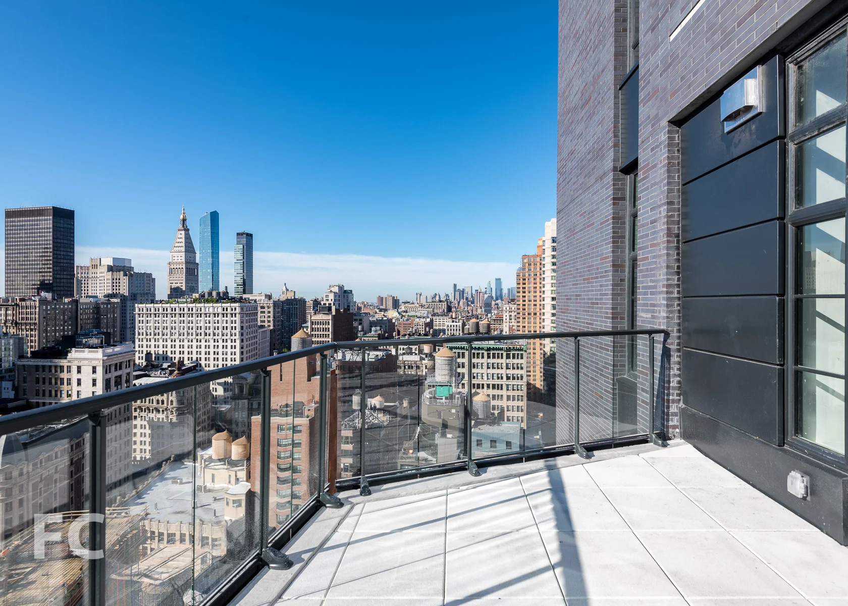 Looking south from a private terrace.