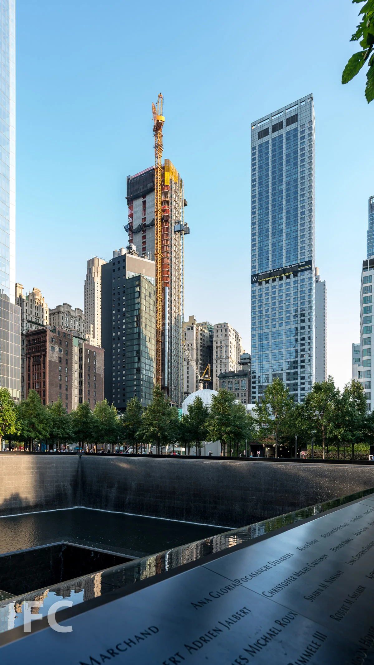 Northwest corner of the tower from the 9/11 Memorial.
