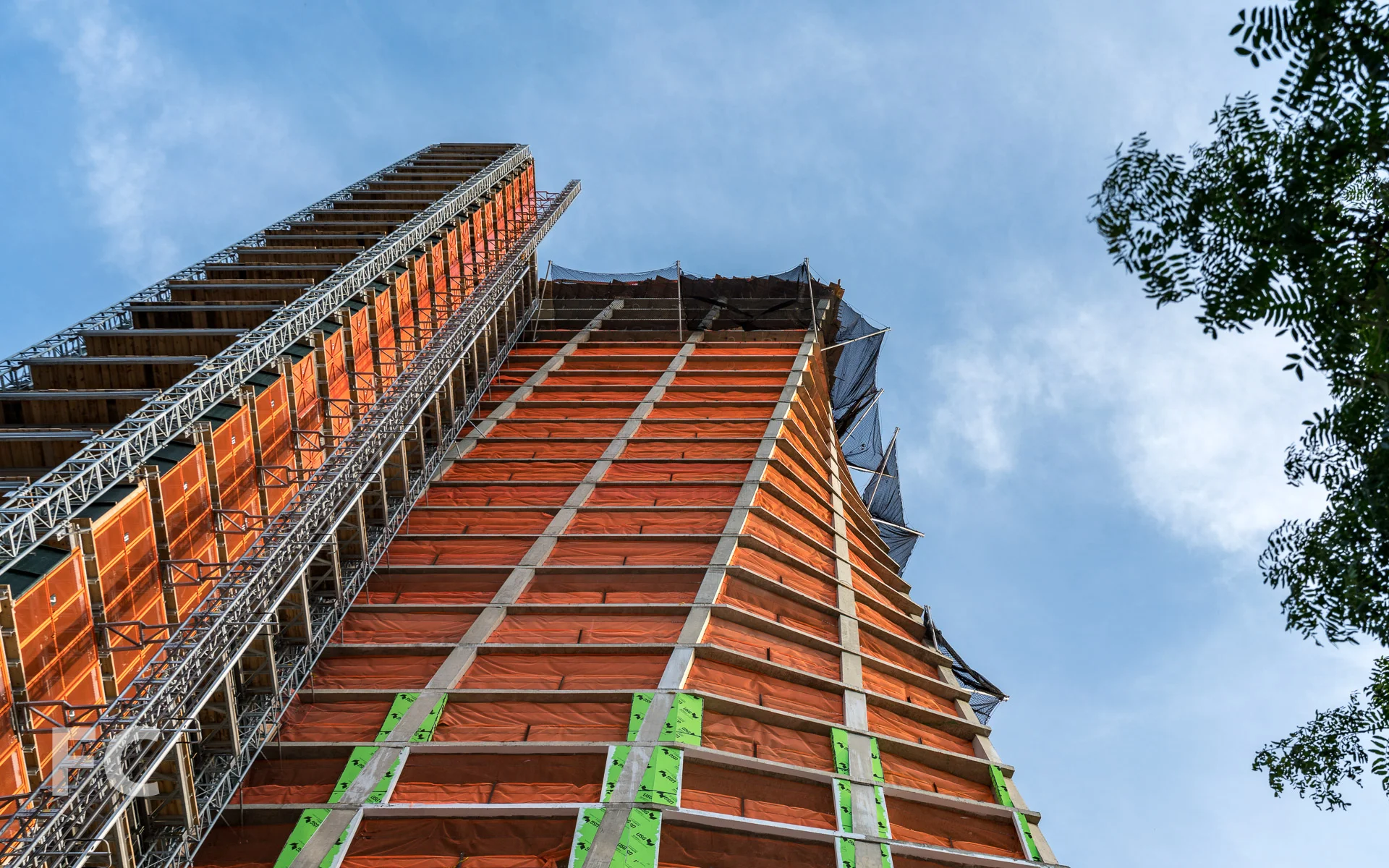 Looking up at the north facade of the west tower.