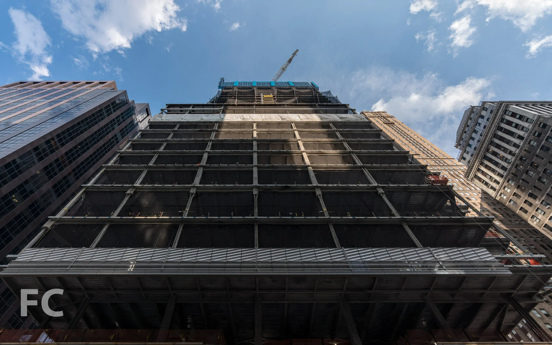 Looking up at the west facade from Madison Avenue.