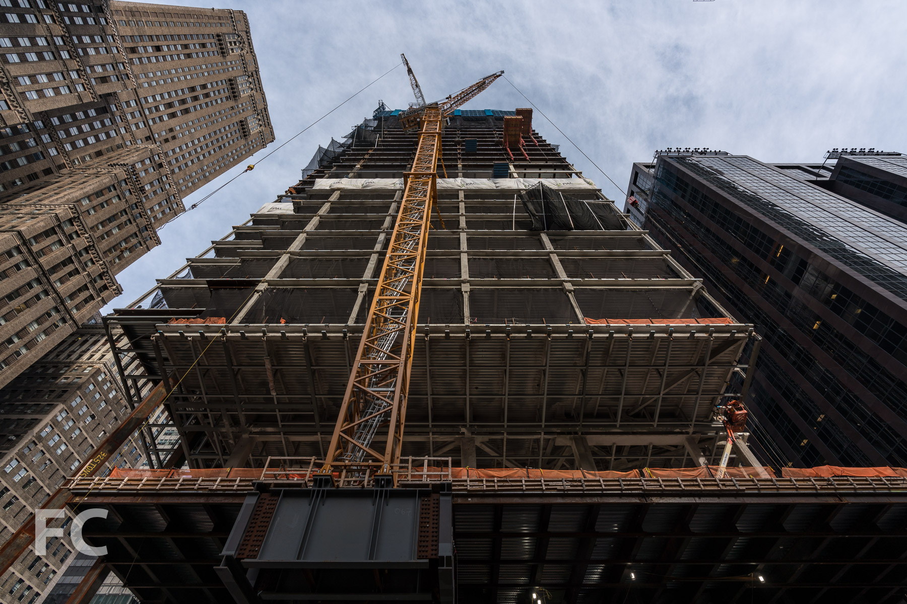 Looking up at the east facade from Vanderbilt Avenue.
