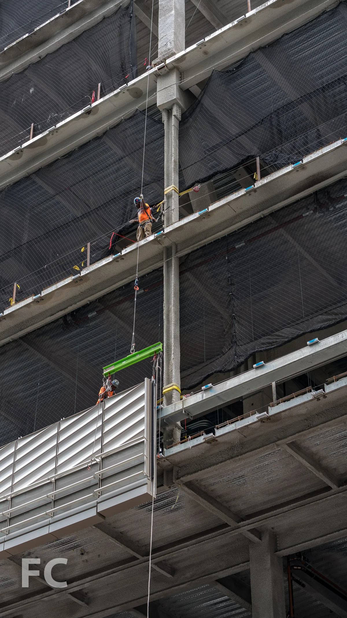 Curtain wall installation at the west facade.