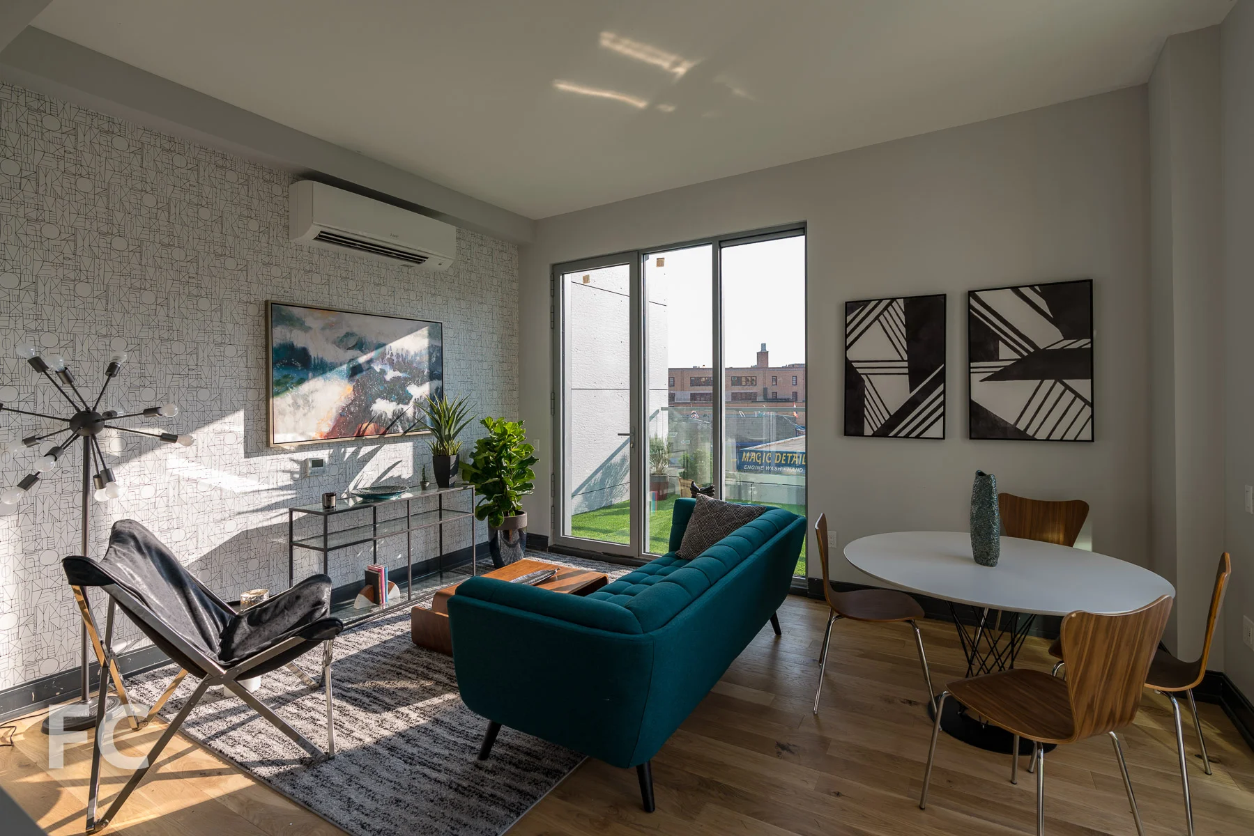 Living and dining space.