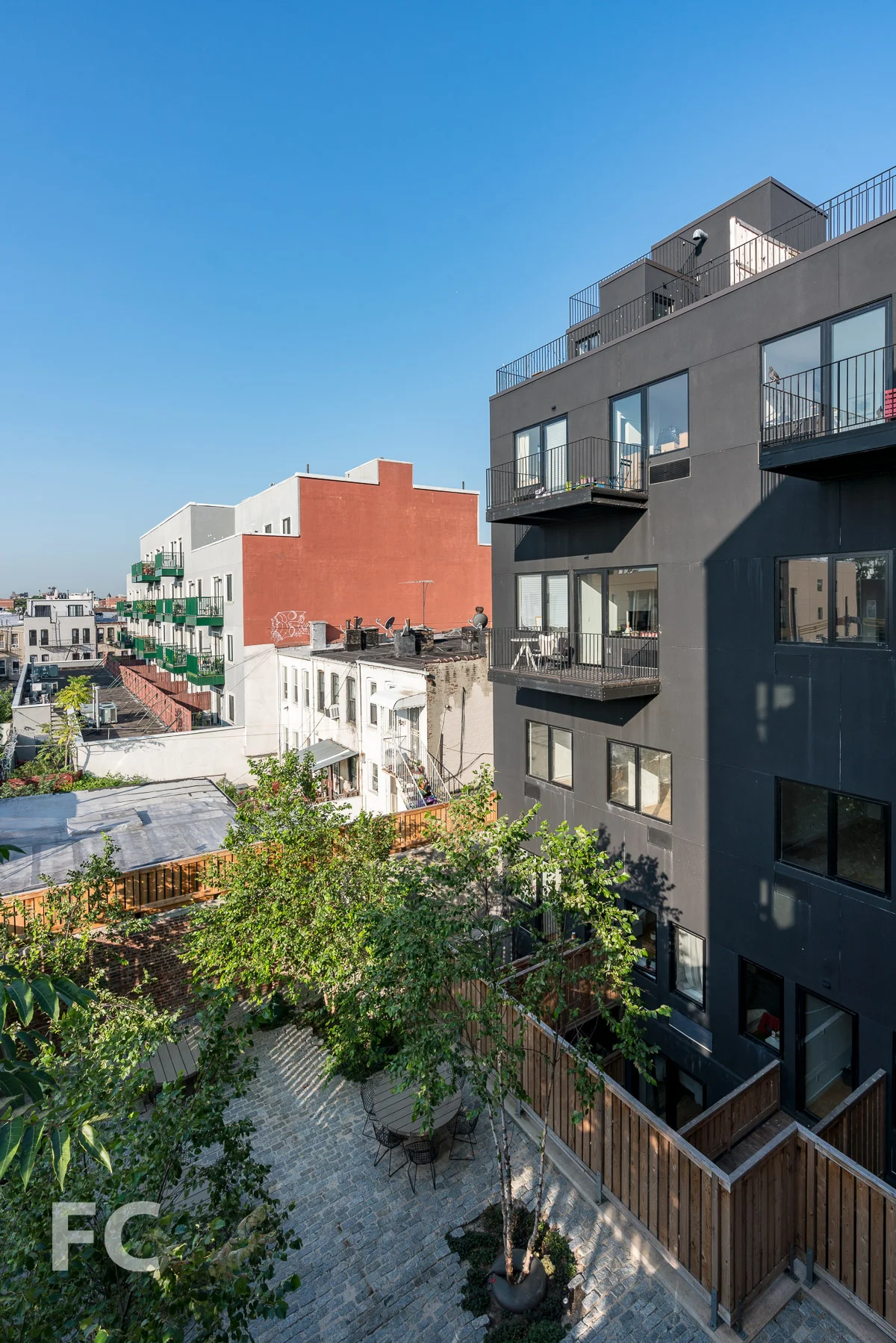 View of the courtyard from a private balcony.