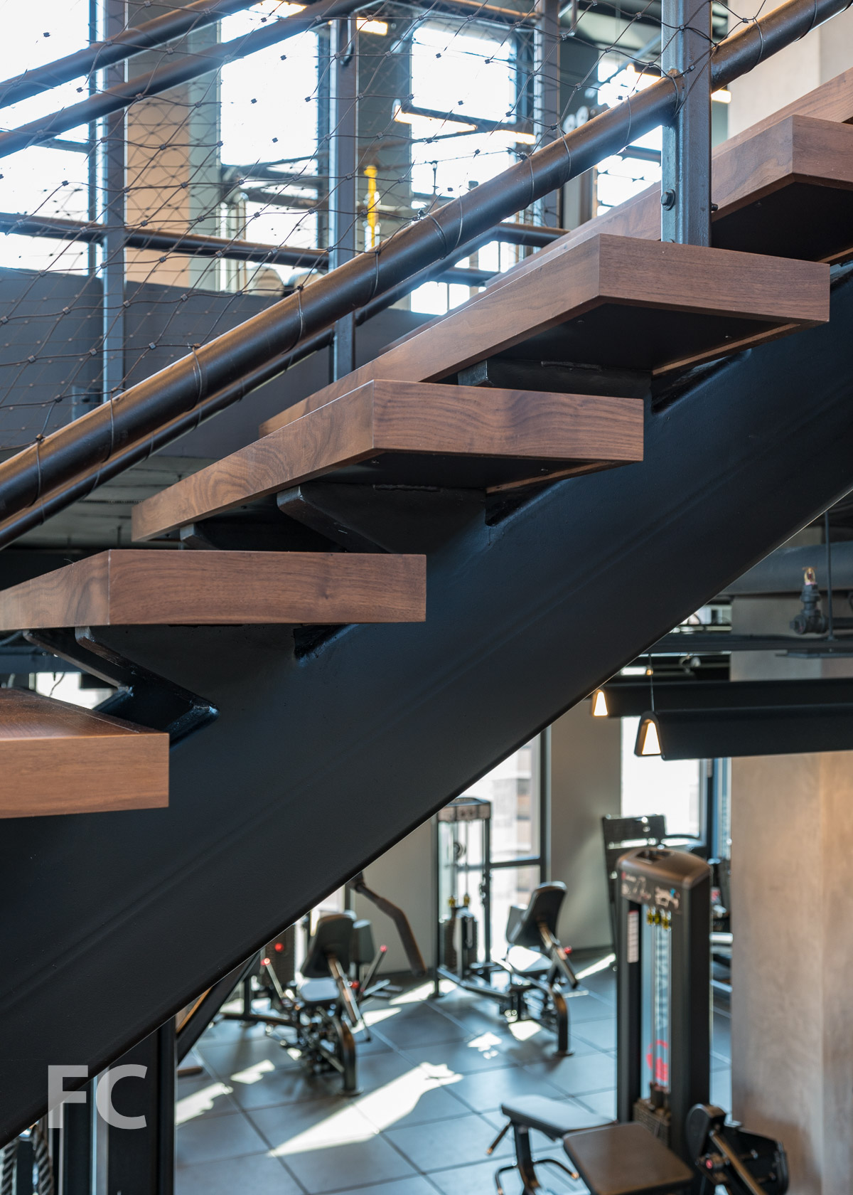Stair detail in the fitness center.