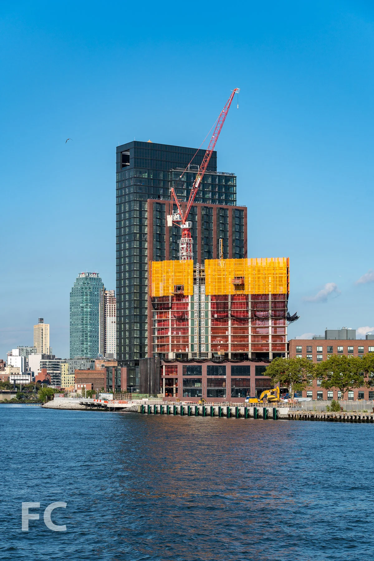 Northwest corner of 37 Blue Slip (background) and 41 Blue Slip (foreground) from the East River.