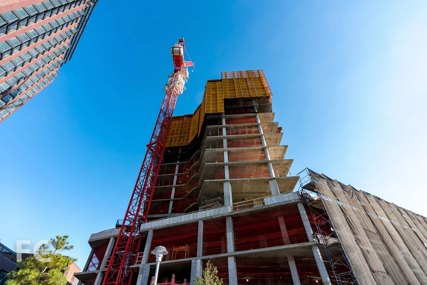 Looking up at the west facade of 41 Blue Slip.