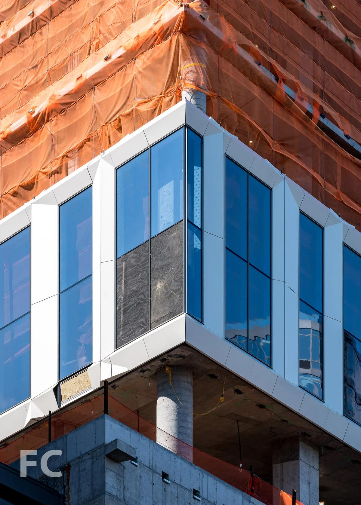 Facade panels at the southeast corner.