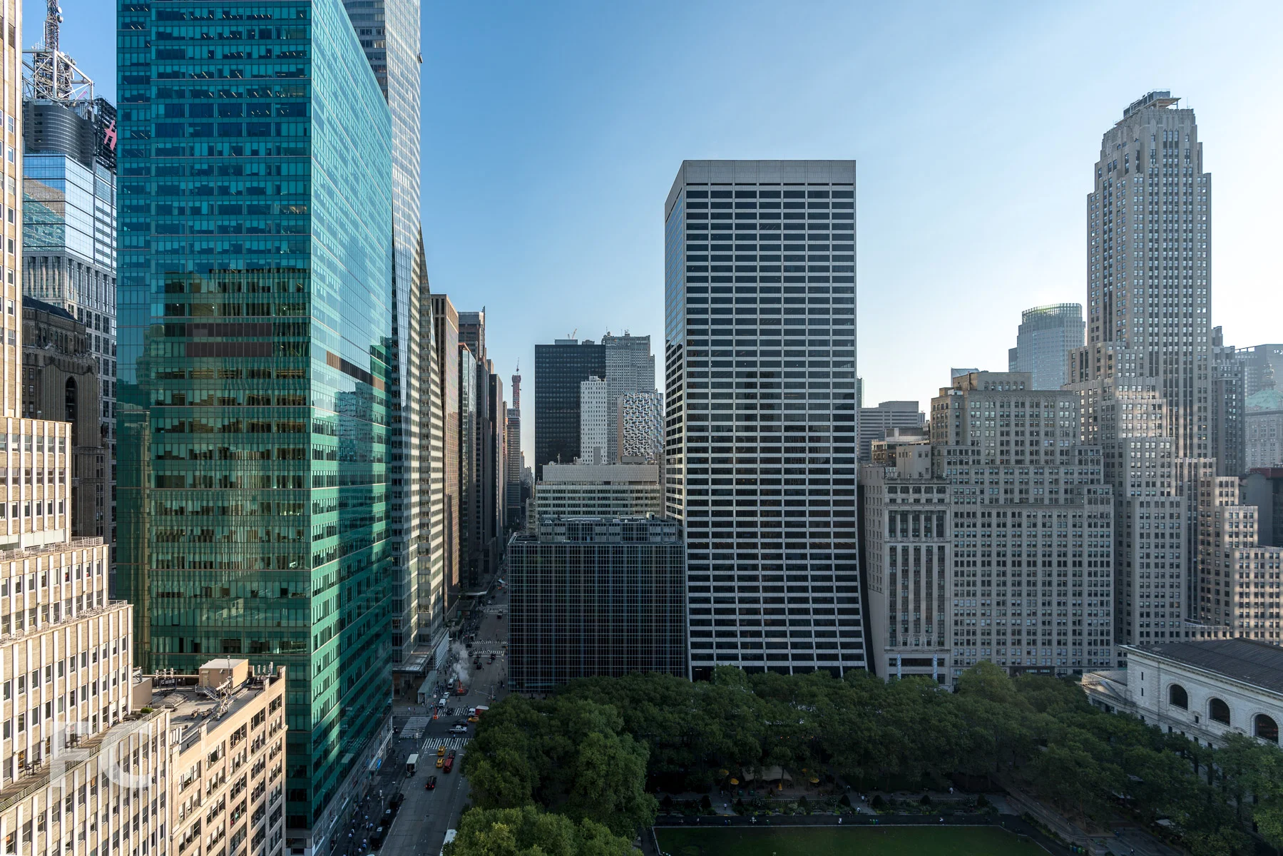 View north towards Bryant Park from the rooftop.
