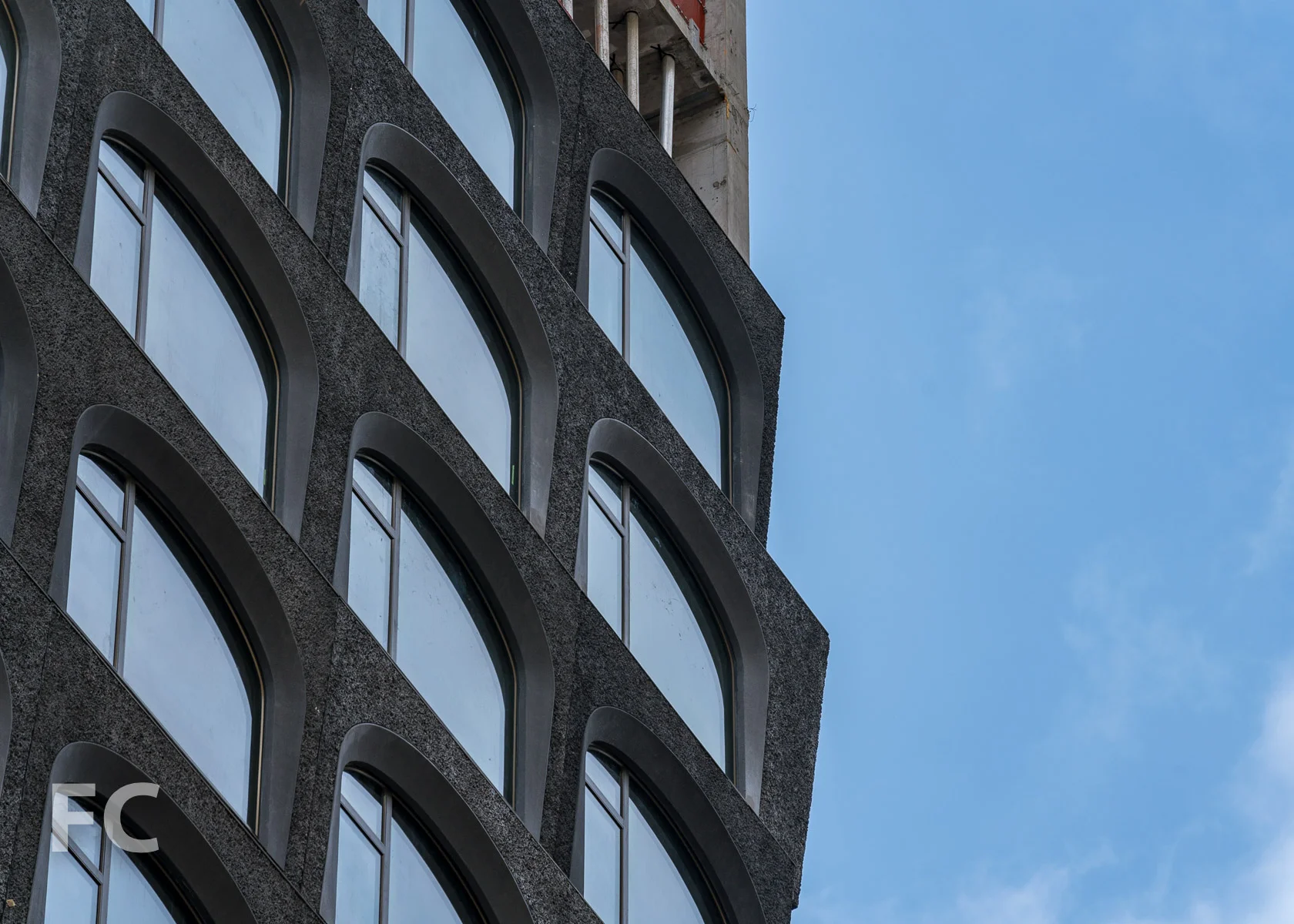 Closeup of the north facade panels.
