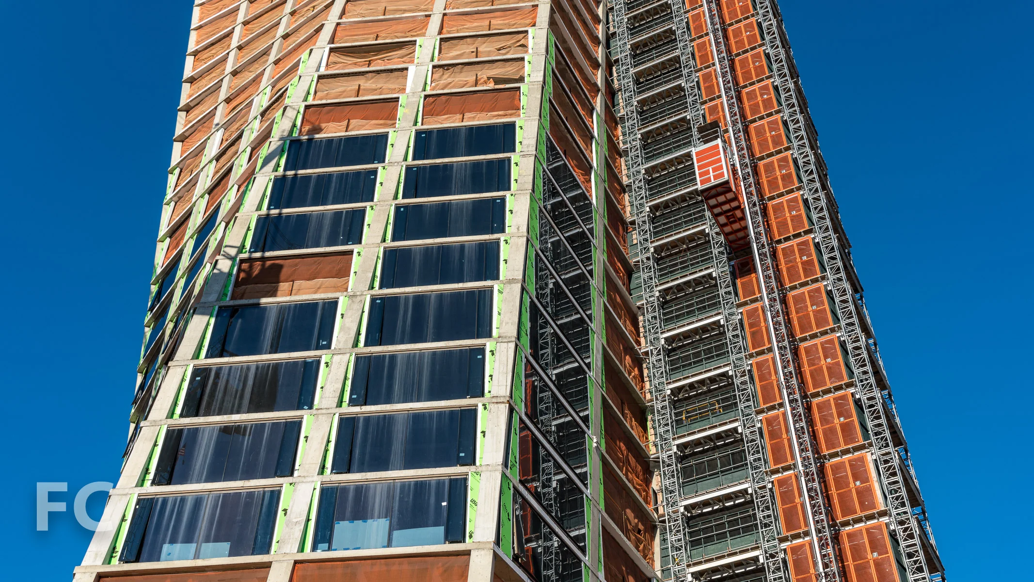 Closeup of the northeast corner of the west tower.