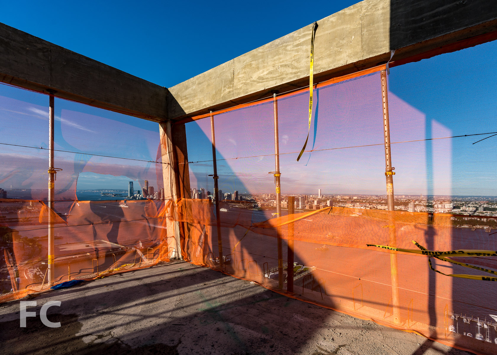 Southwest corner of the rooftop of the west tower.