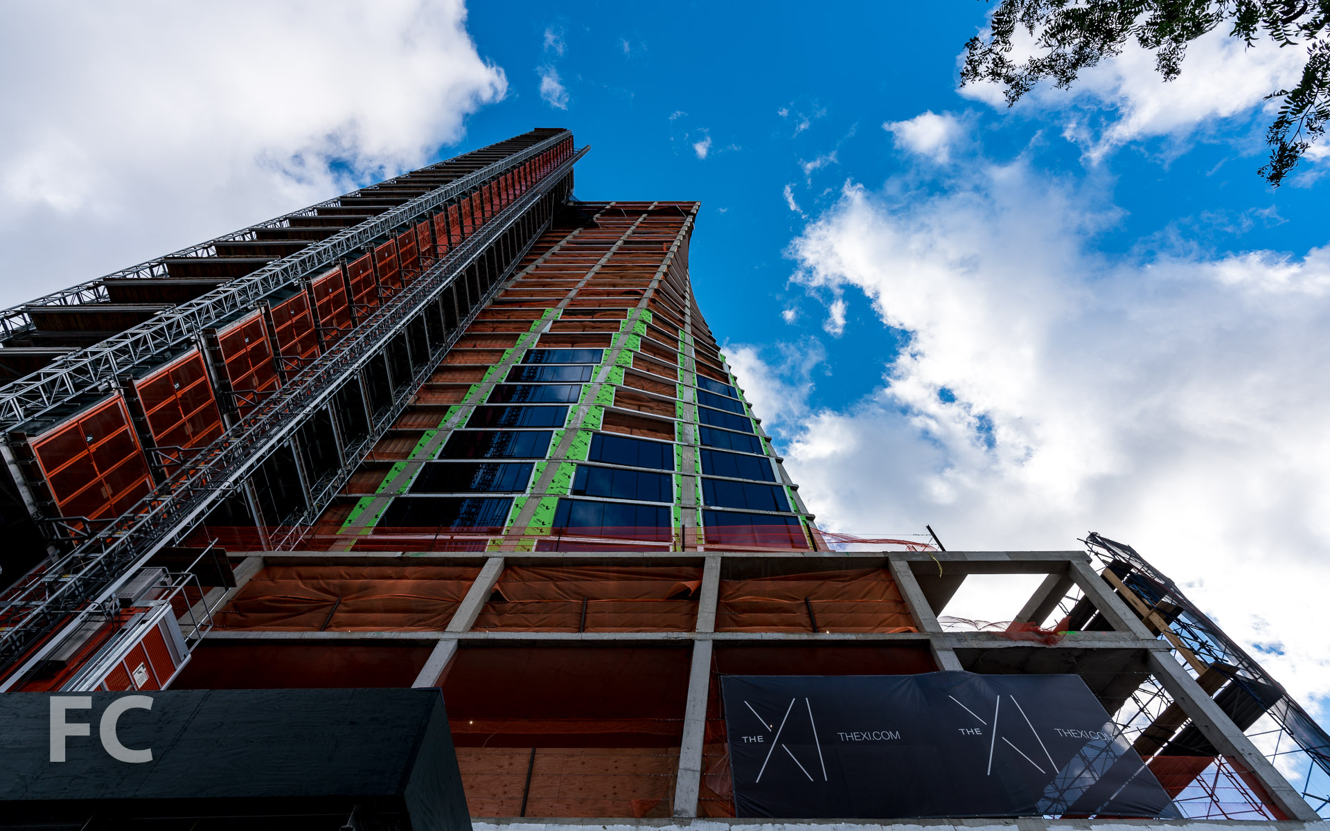 Looking up at the north facade of the west tower.