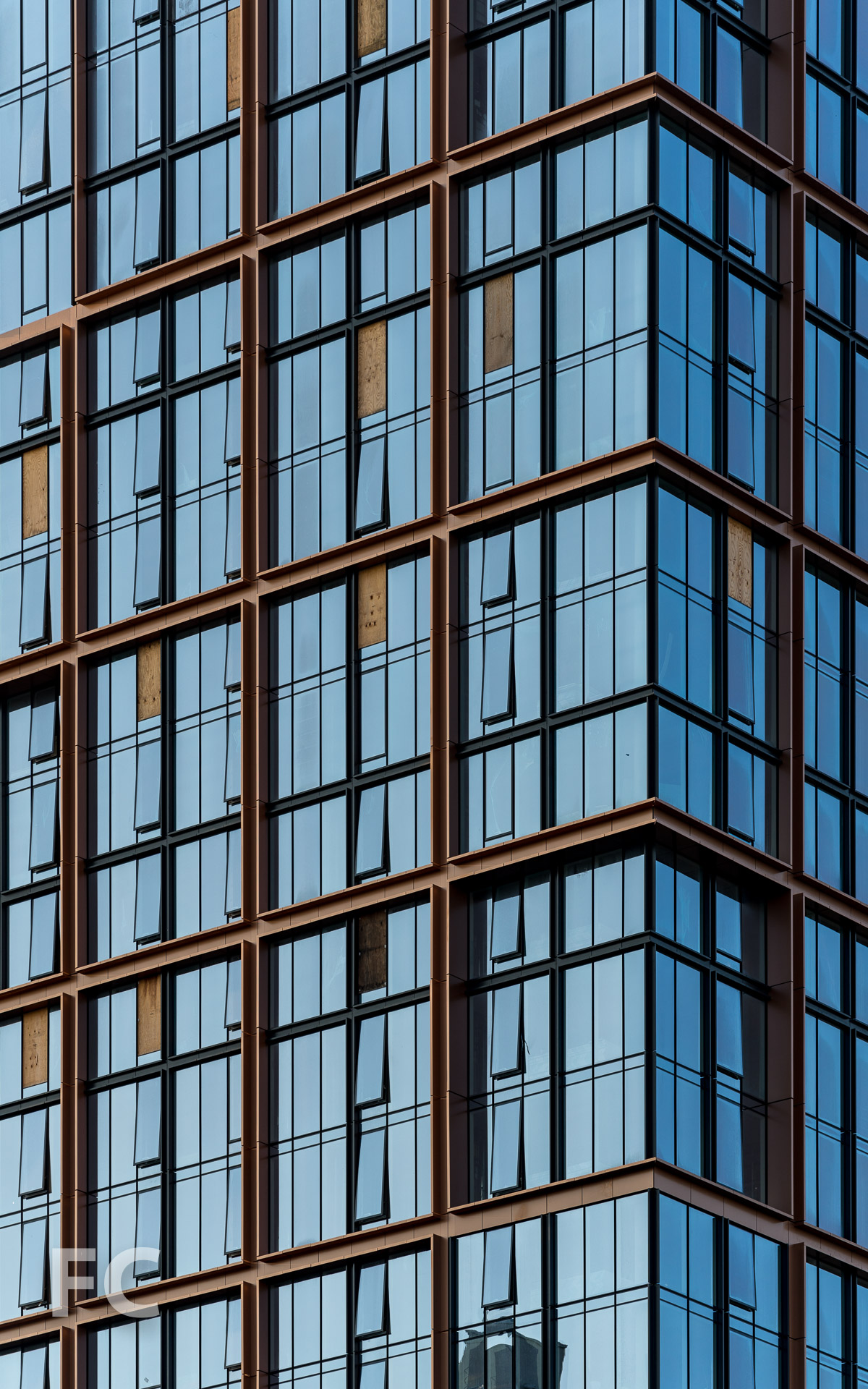 Close-up of the northwest corner of Quay Tower.