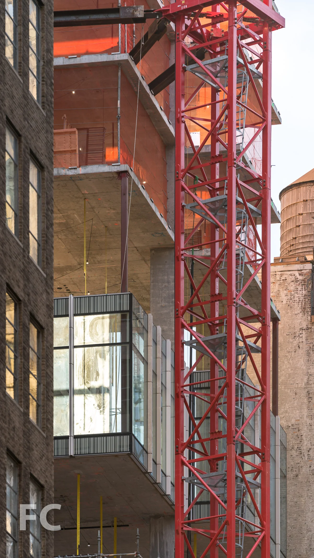 Closeup of the facade panels on the south facade.