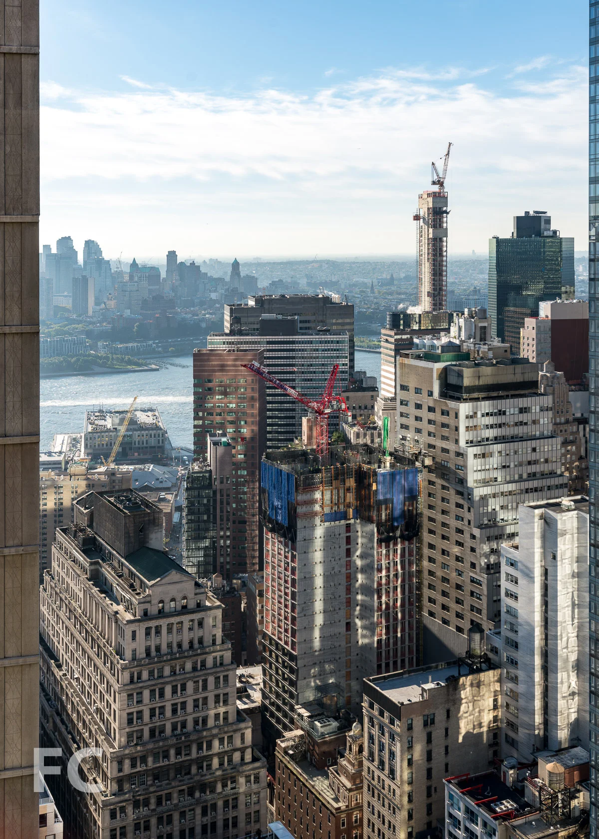 Looking east from the 41st floor towards Lower Manhattan and the Brooklyn waterfront.