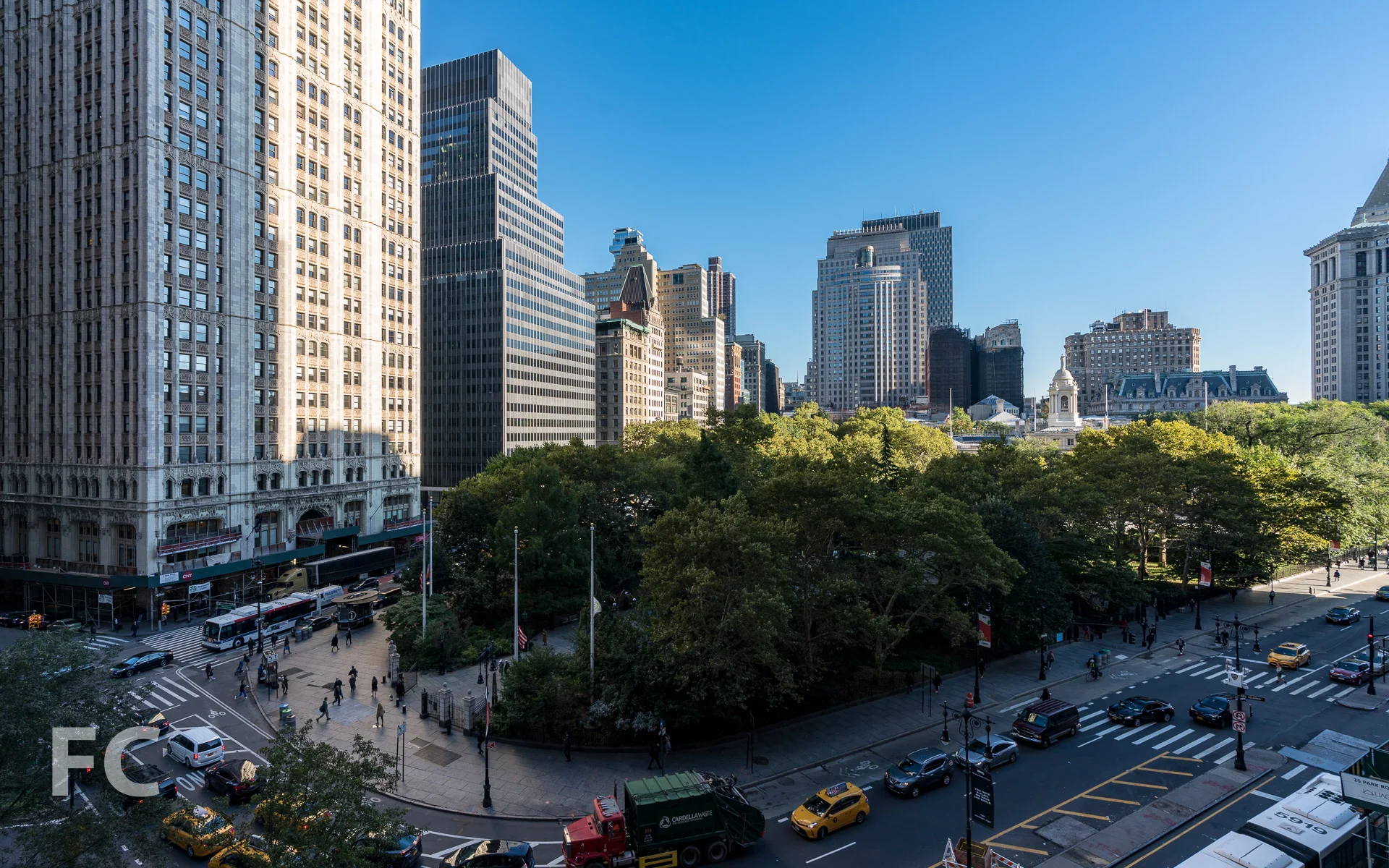 Looking north from the 5th floor towards City Hall Park.