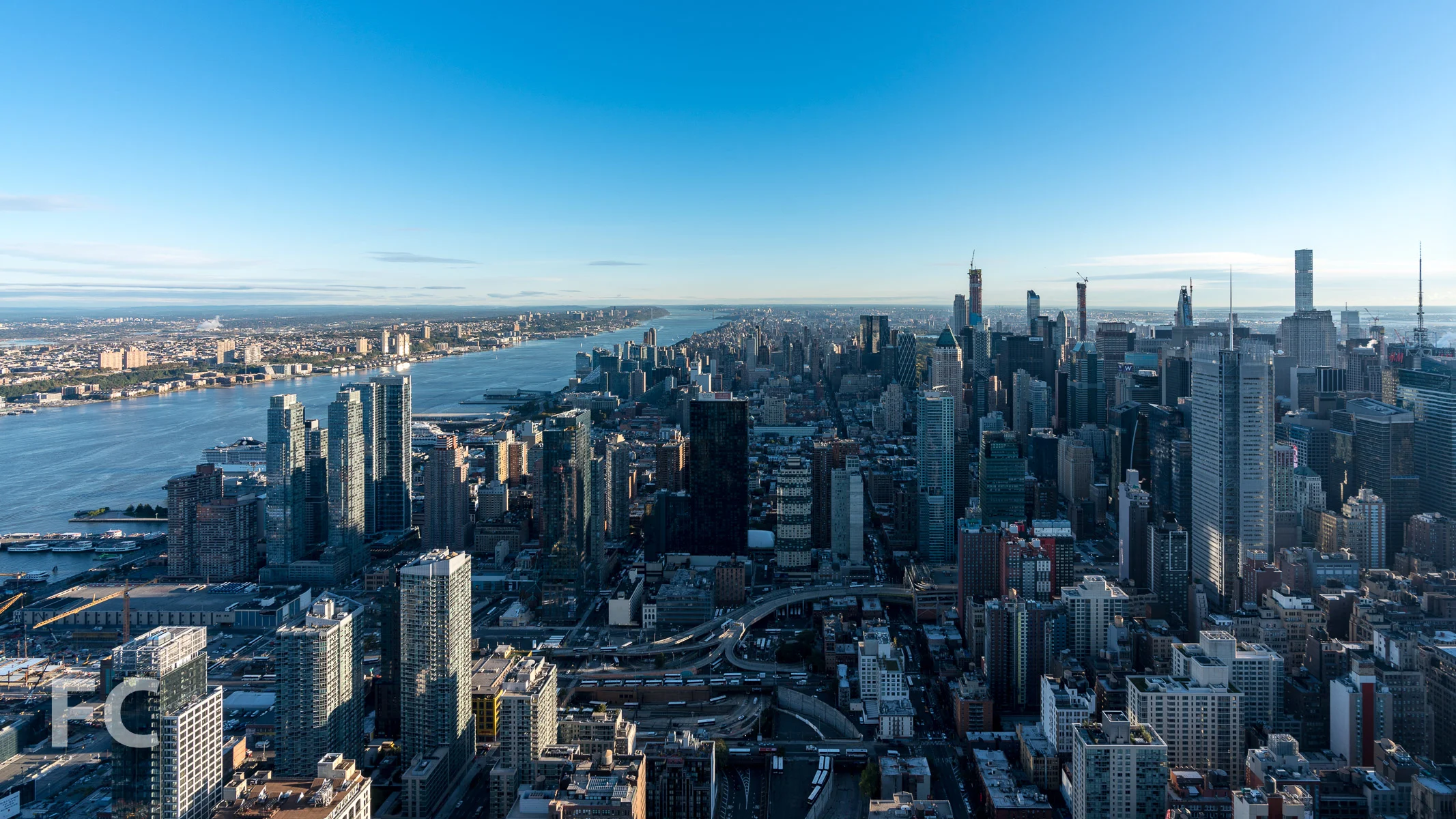 View north towards Midtown from the top of One Manhattan West.