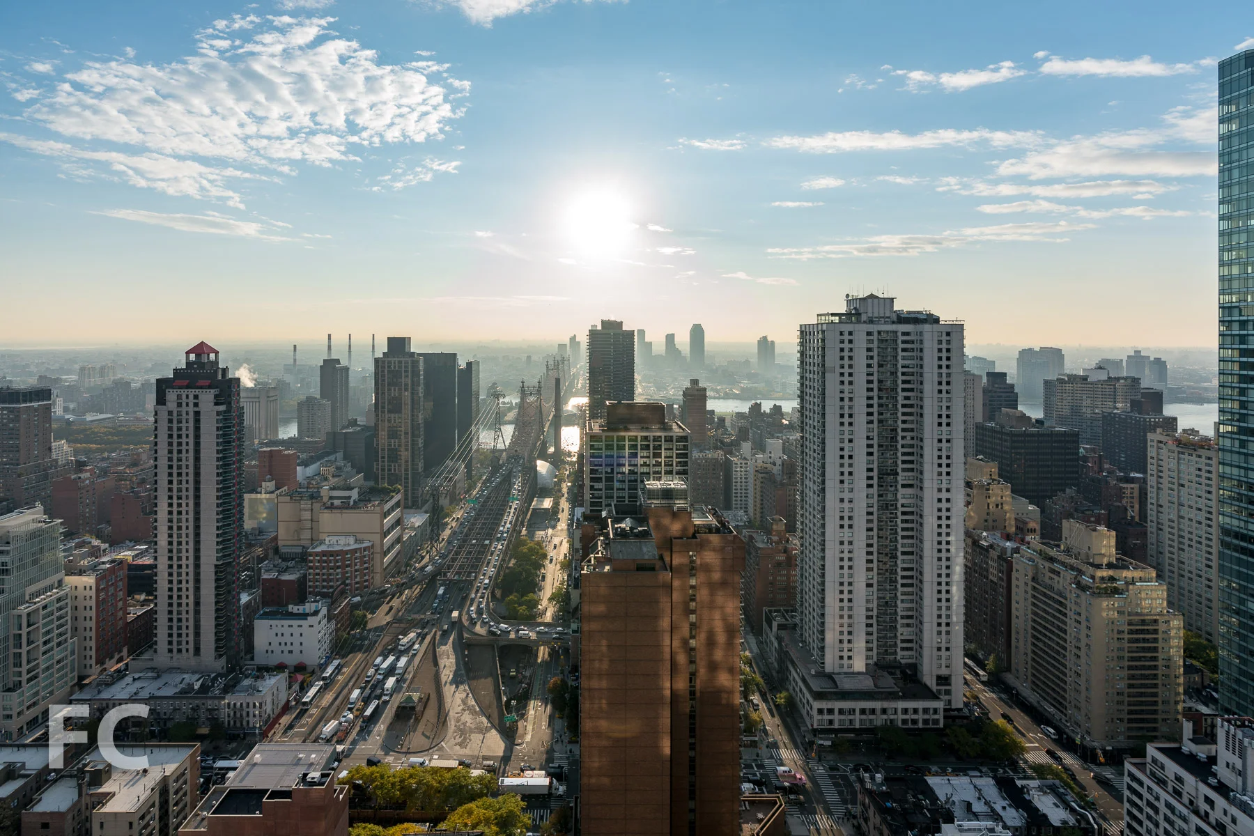 View to the east from the penthouse terrace.