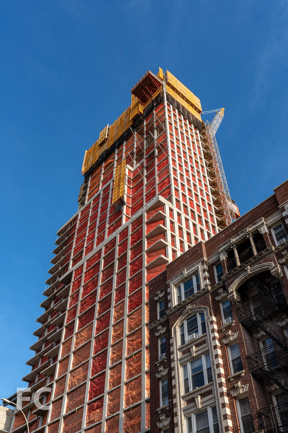 Looking up at the southeast corner from West 122nd Street.