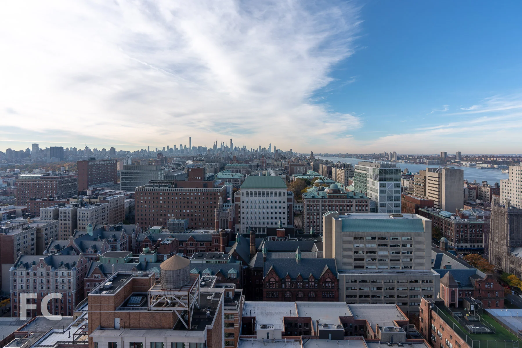 View south towards the Columbia University campus and Midtown from an upper floor.