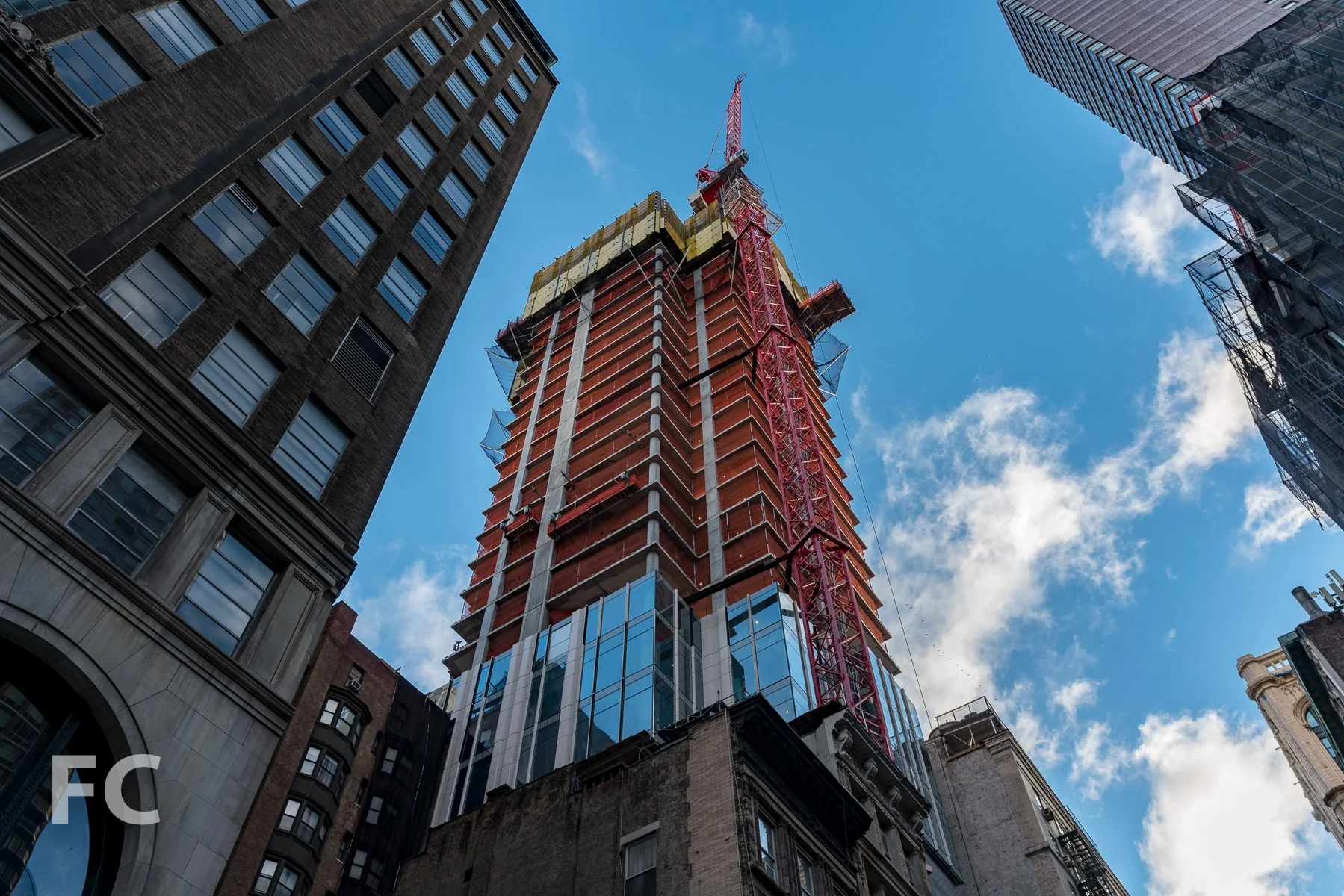 Looking up at the southwest corner from East 30th Street.