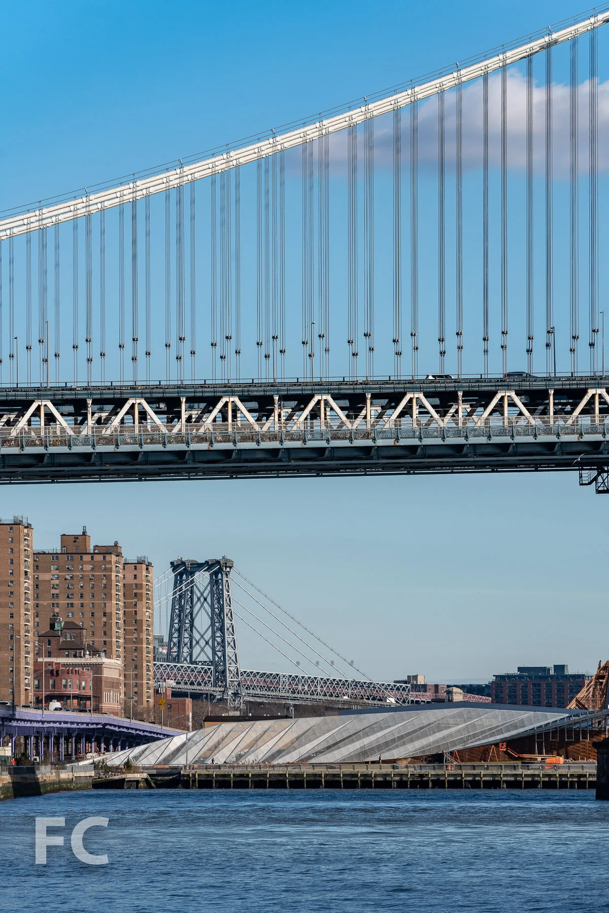 Looking north towards Pier 35 from the East River Esplanade.