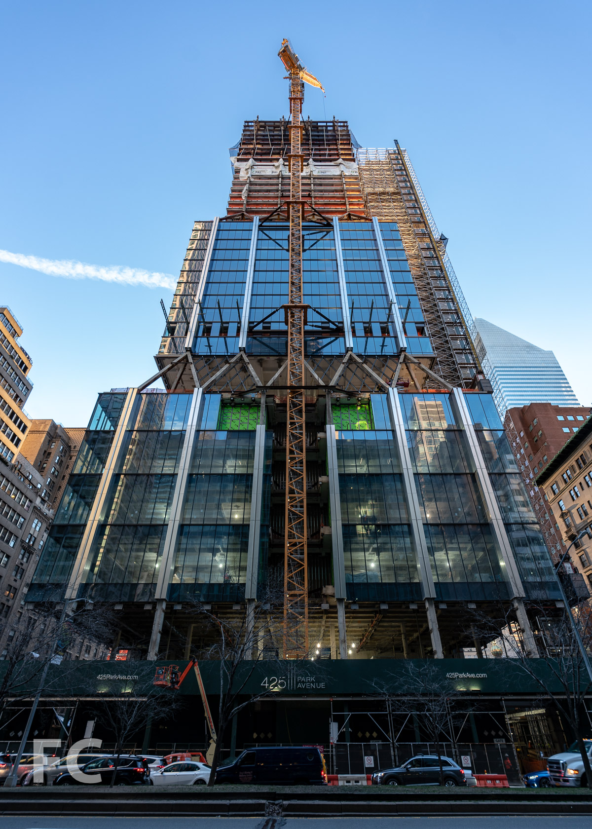 Looking up at the west facade from Park Avenue.
