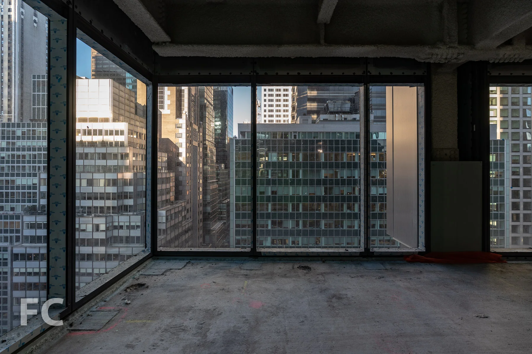 Southwest corner of a middle third office floor.