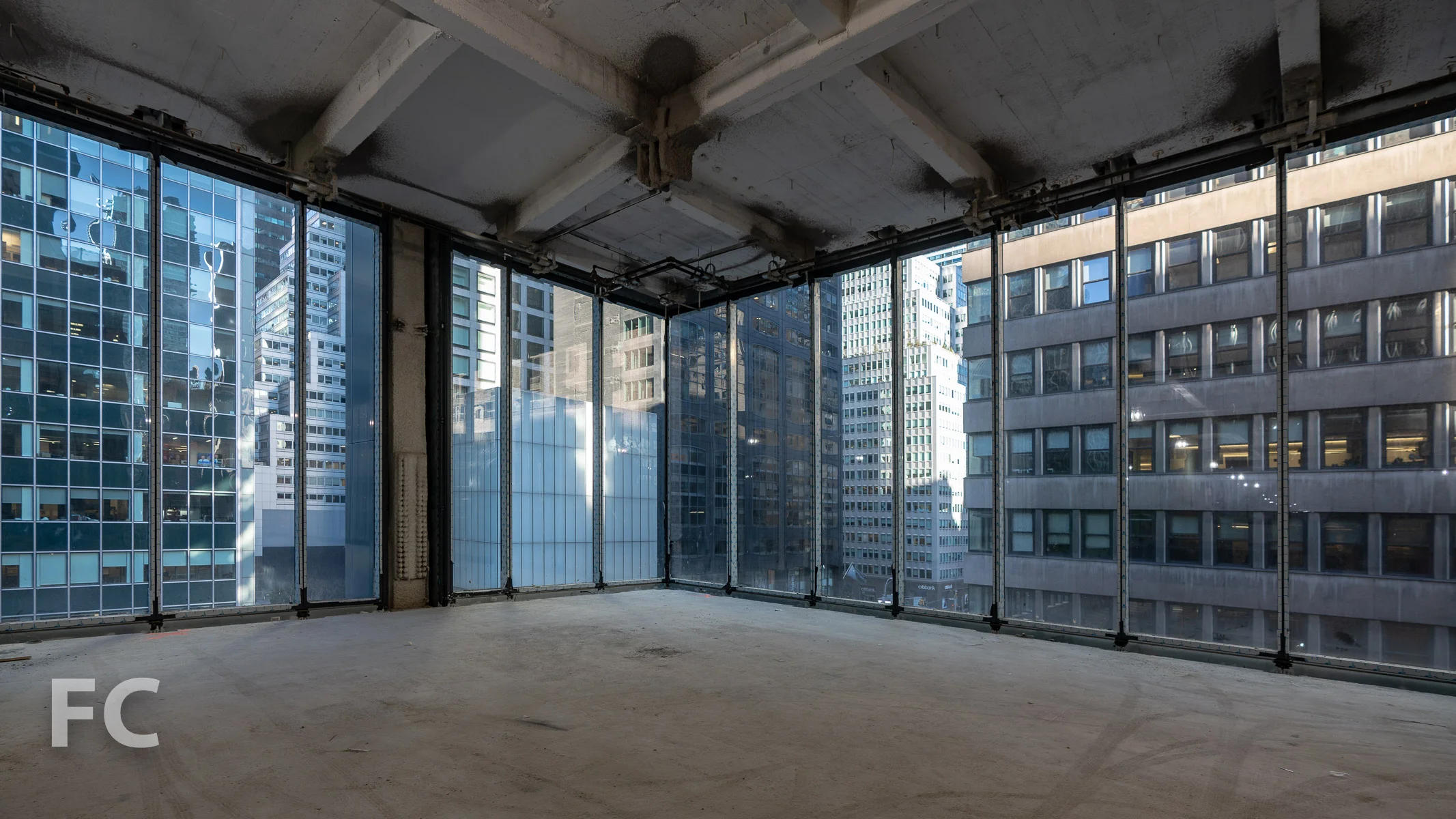 Northwest corner of a lower third office floor.