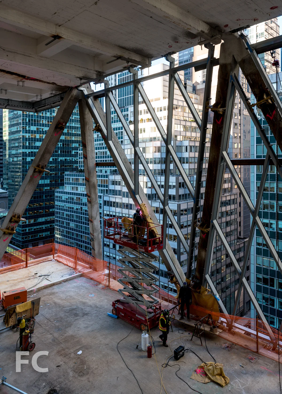 Looking southwest from the mezzanine of the first setback on floor 14.