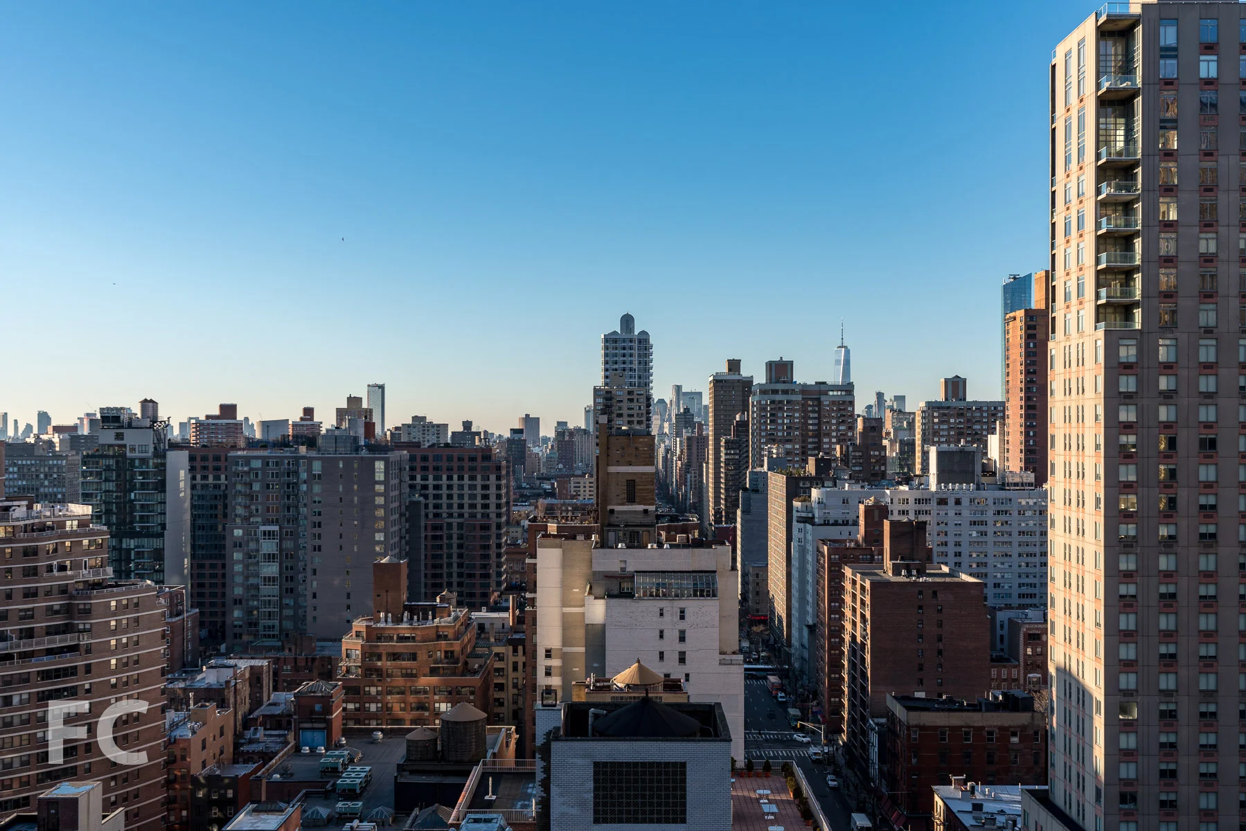 View south from the rooftop terrace.