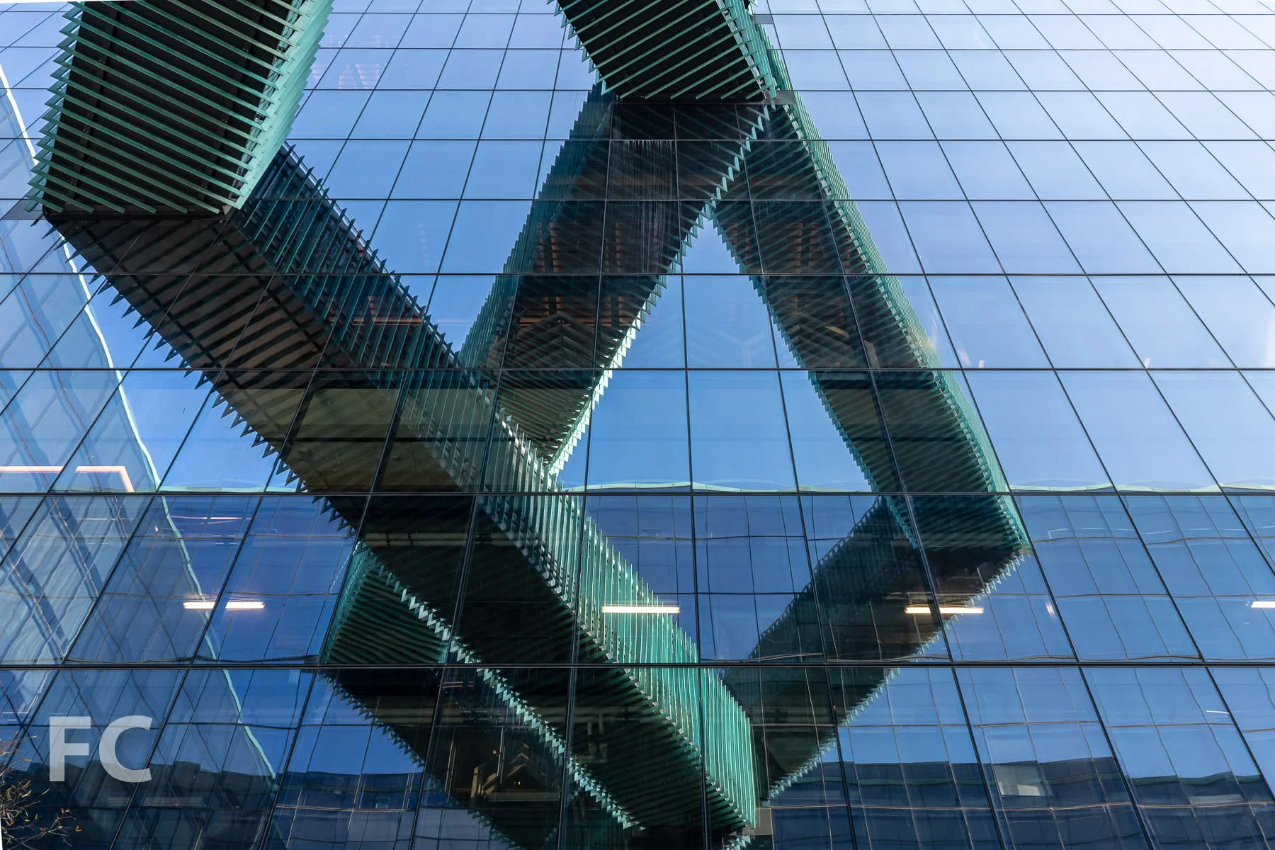 Pedestrian bridges connecting the east and west tower.