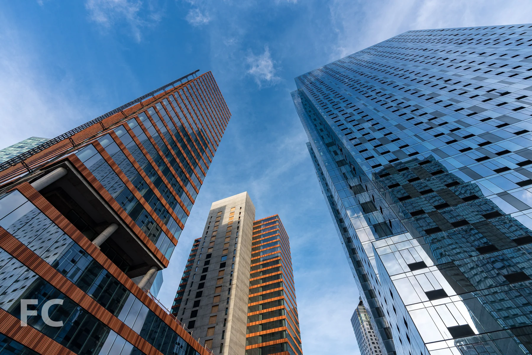 Looking up at the JACX (left) and Jackson Park (right).