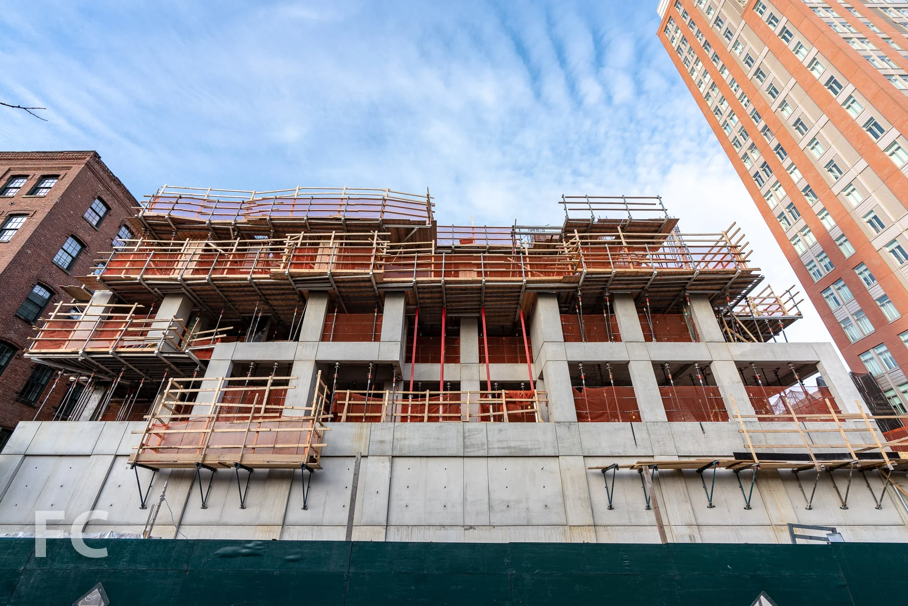 Looking up at the south facade from York Street.