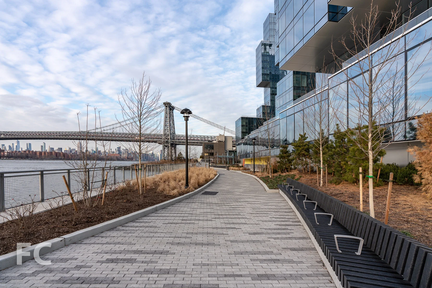 West facade at the East River waterfront.
