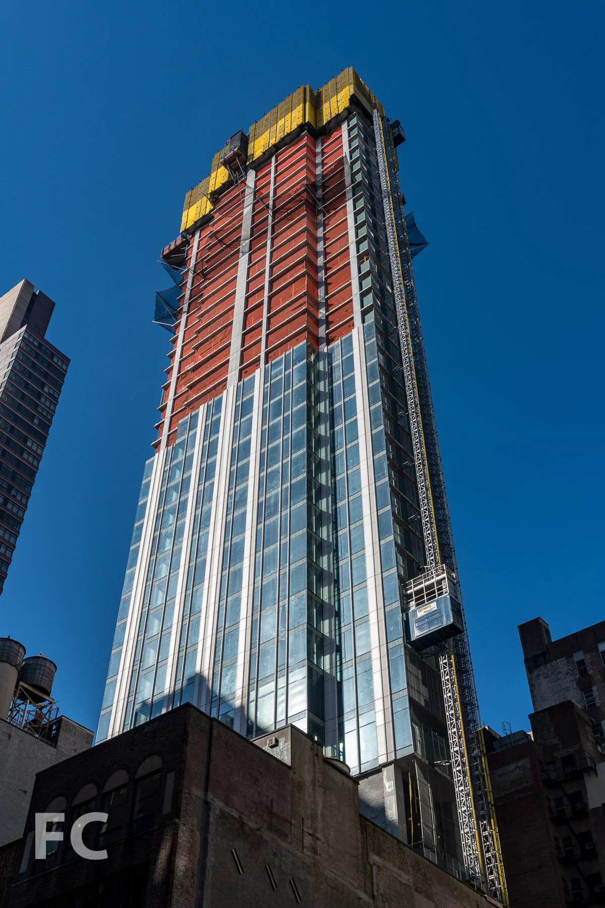 Looking up at the northeast corner from Madison Avenue.