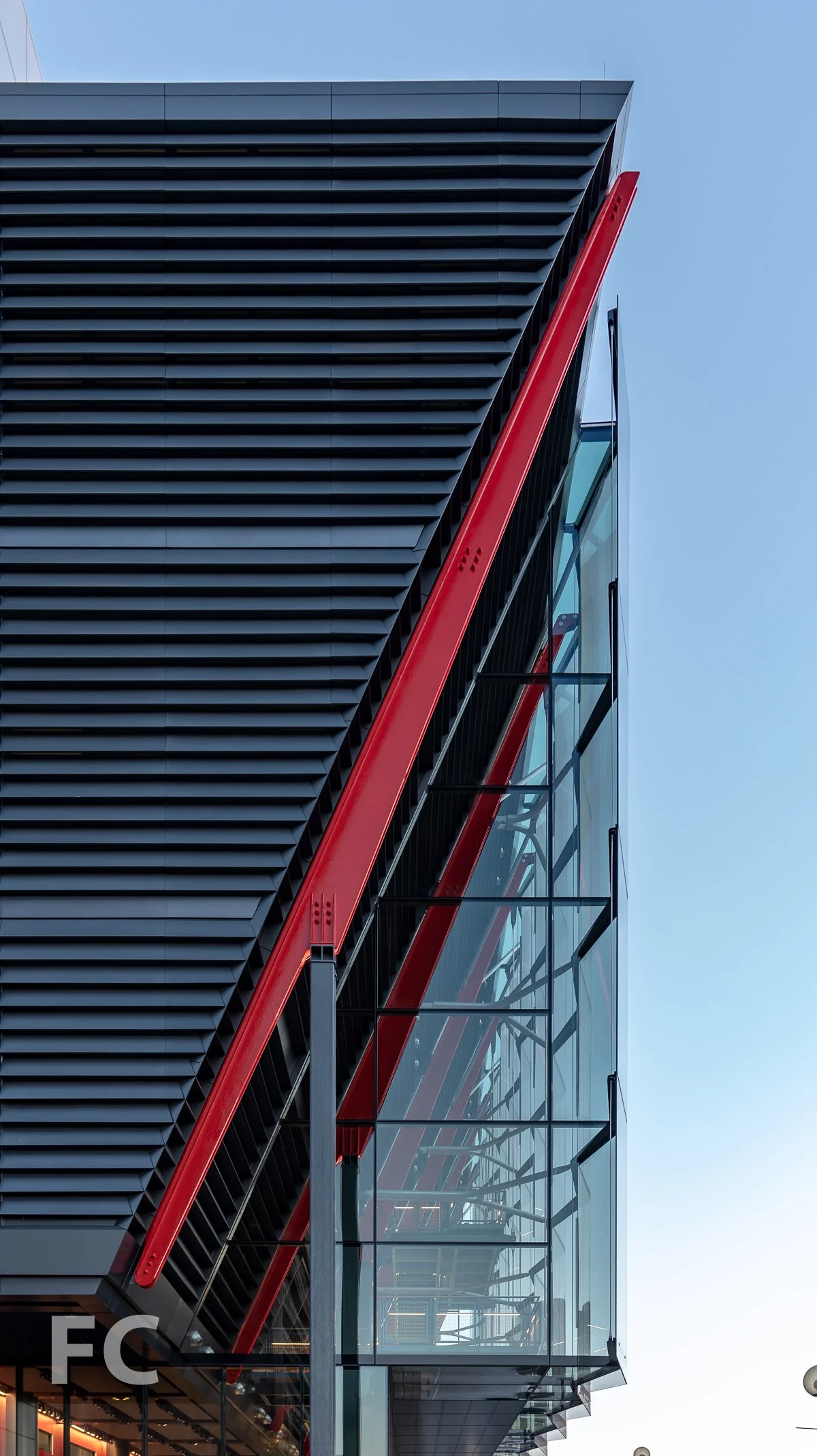 Closeup of the north facade.