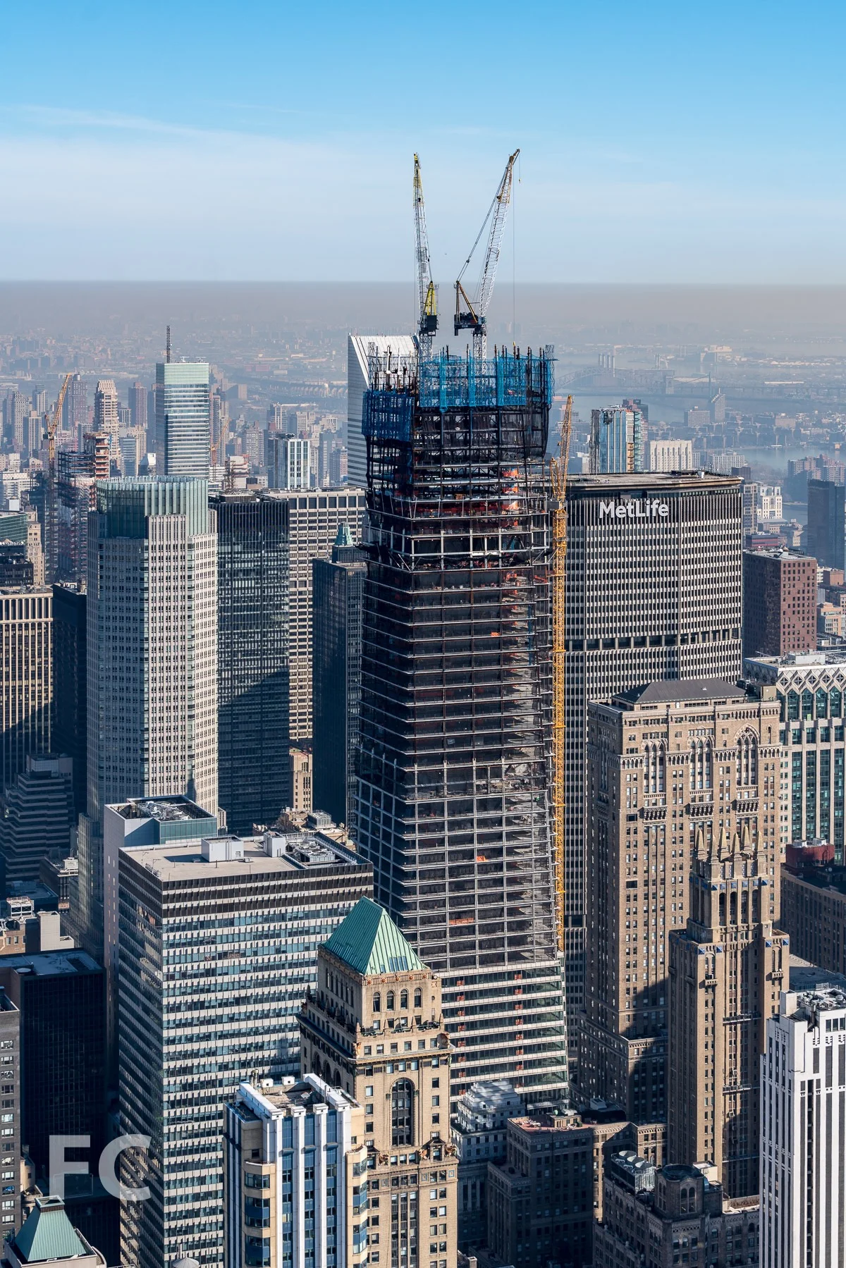 Southwest corner of the tower rising in Midtown.