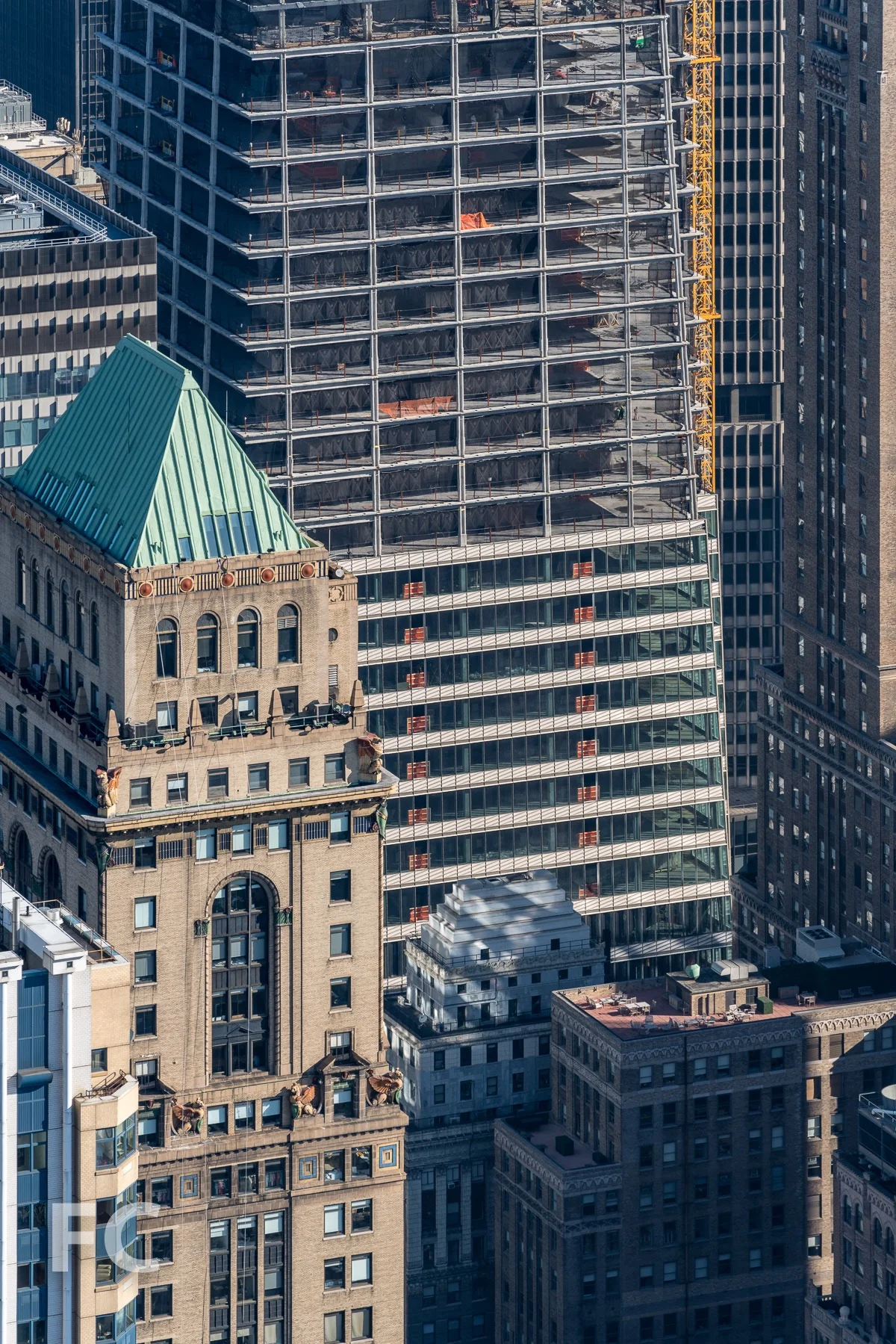 Close-up of the southwest corner of the tower.