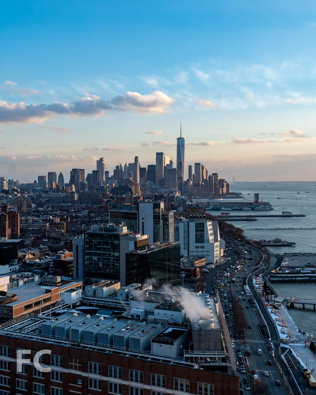 Looking south towards Lower Manhattan from the 29th floor of the west tower.