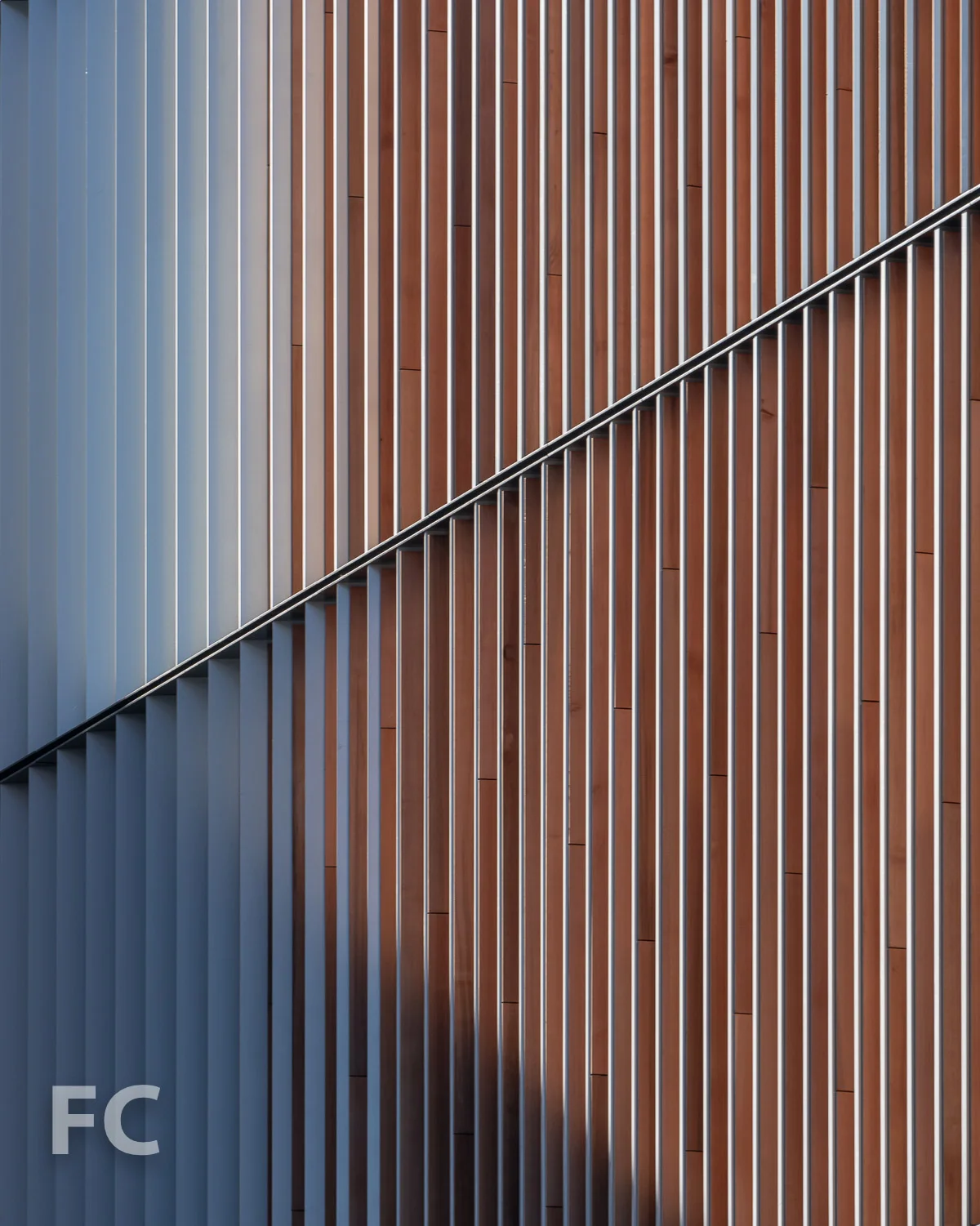 Closeup of the south facade of the Executive Education Center.